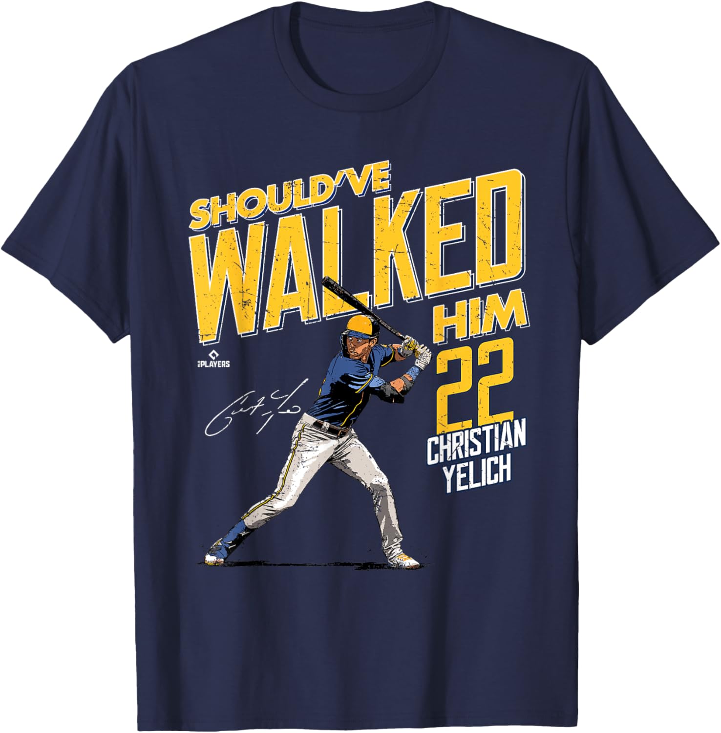 Should've Walked Him Christian Yelich Milwaukee Baseball T-Shirt for Fans - 1
