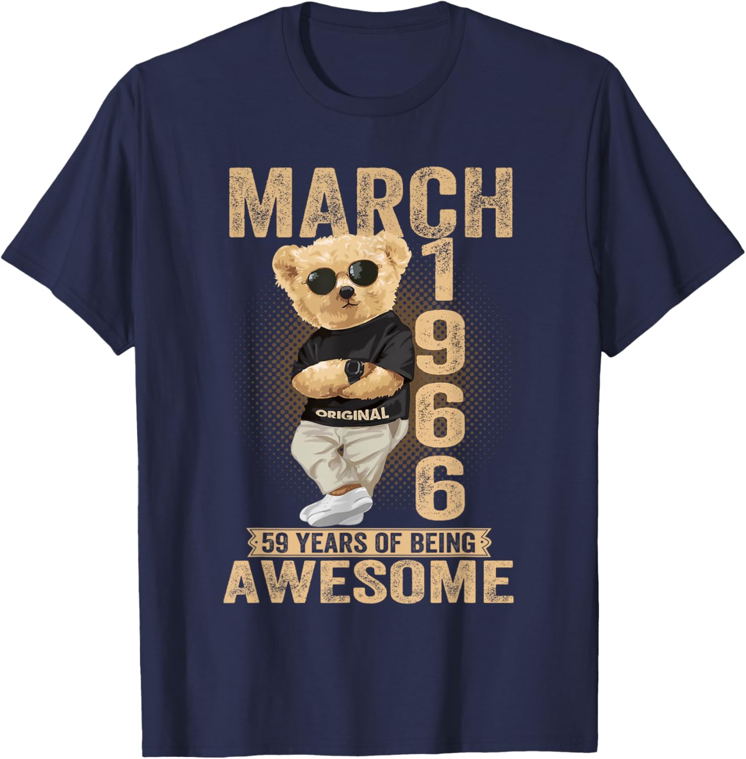 Awesome Teddy Bear T-Shirt for March 59th Birthday 1966 Men Women - 2