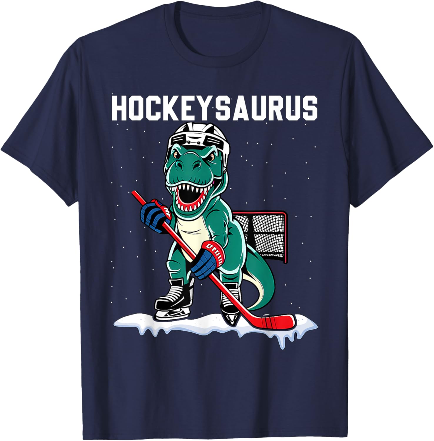 Ice Hockey Dinosaur Kids T-Shirt for Boys - Fun Hockeysaurus Design - 1