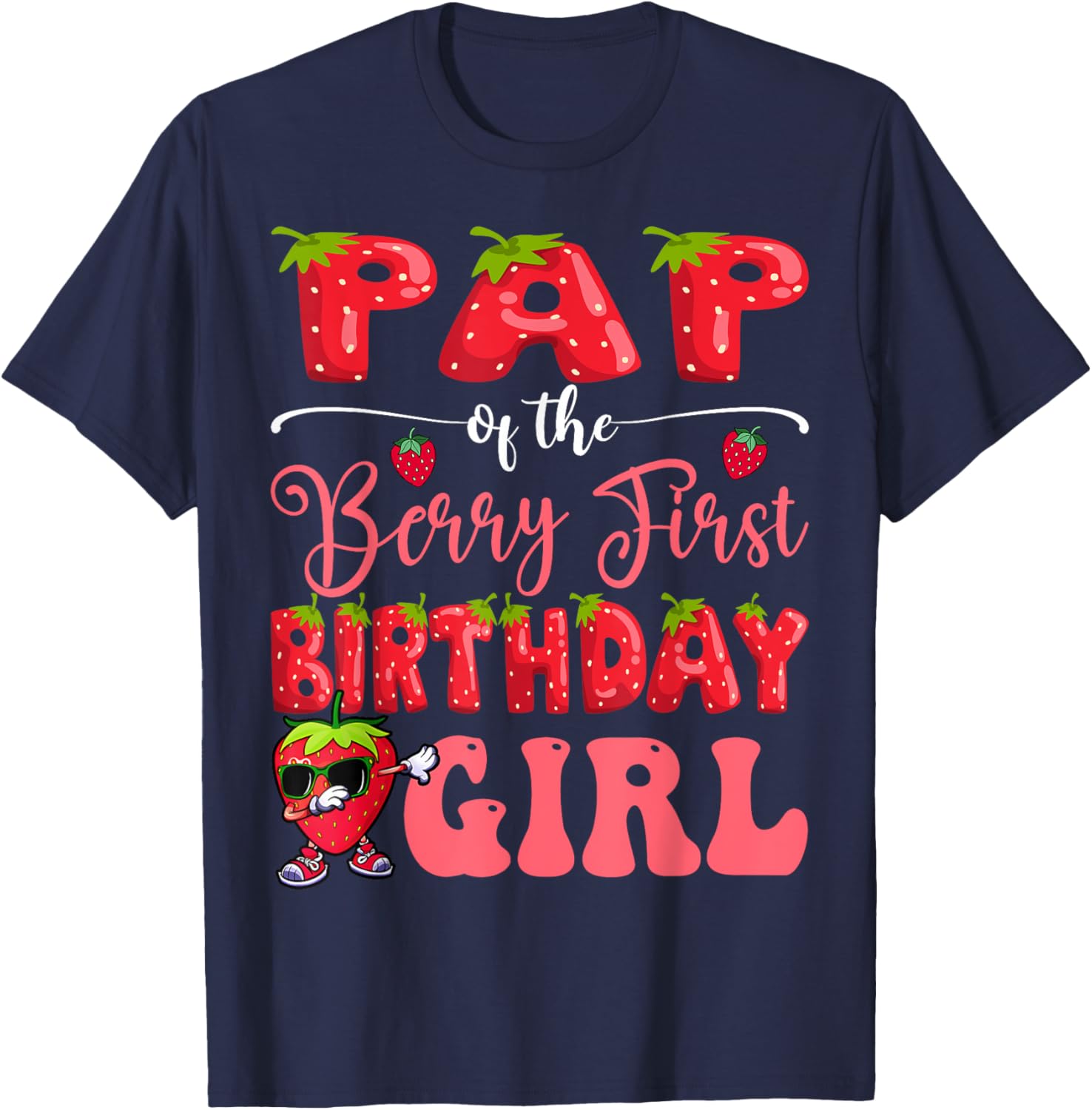 Sweet Strawberry First Birthday T-Shirt for Girls - Pap Of Berry Design - 2