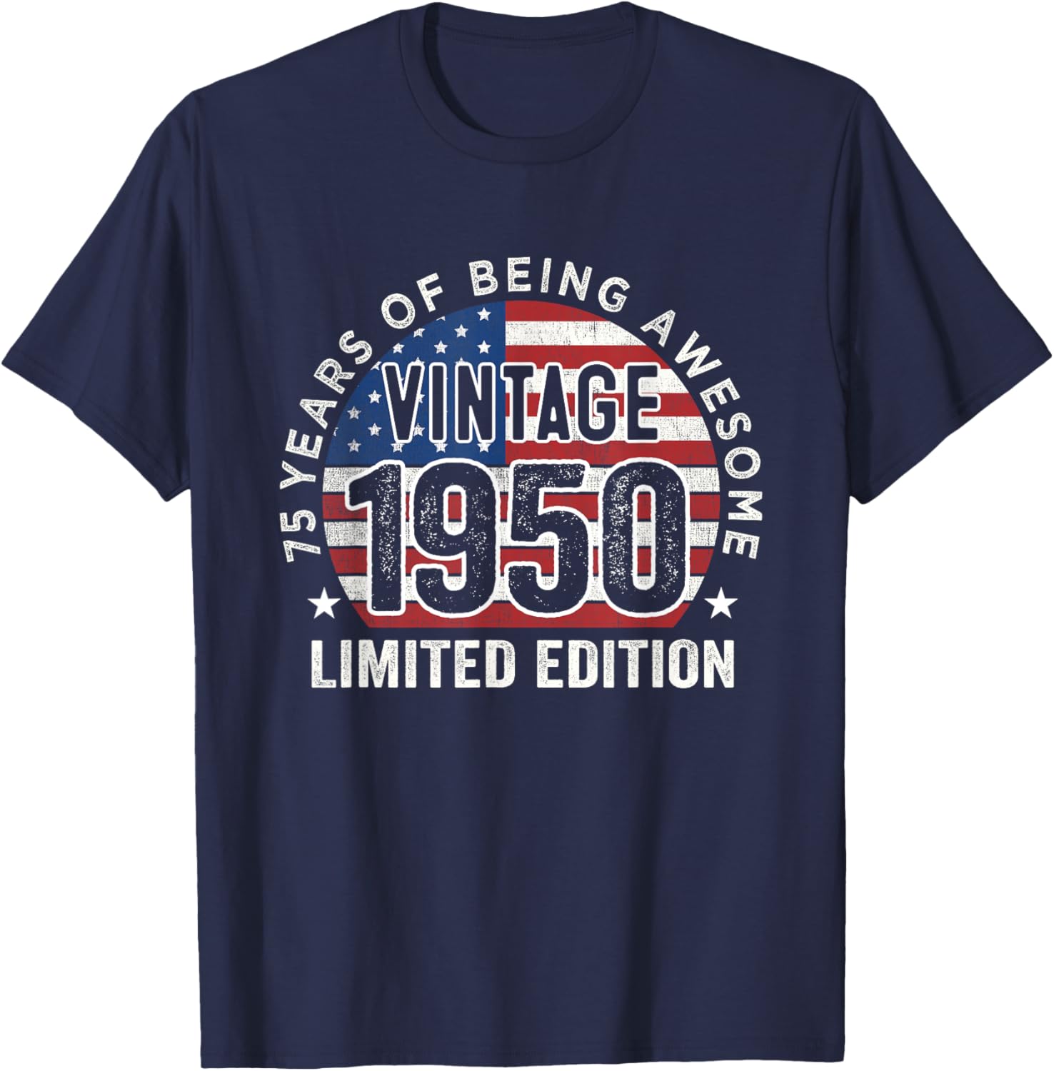 Vintage 1950s 75th Birthday Gift T-Shirt for Men with USA Flag Design - 11