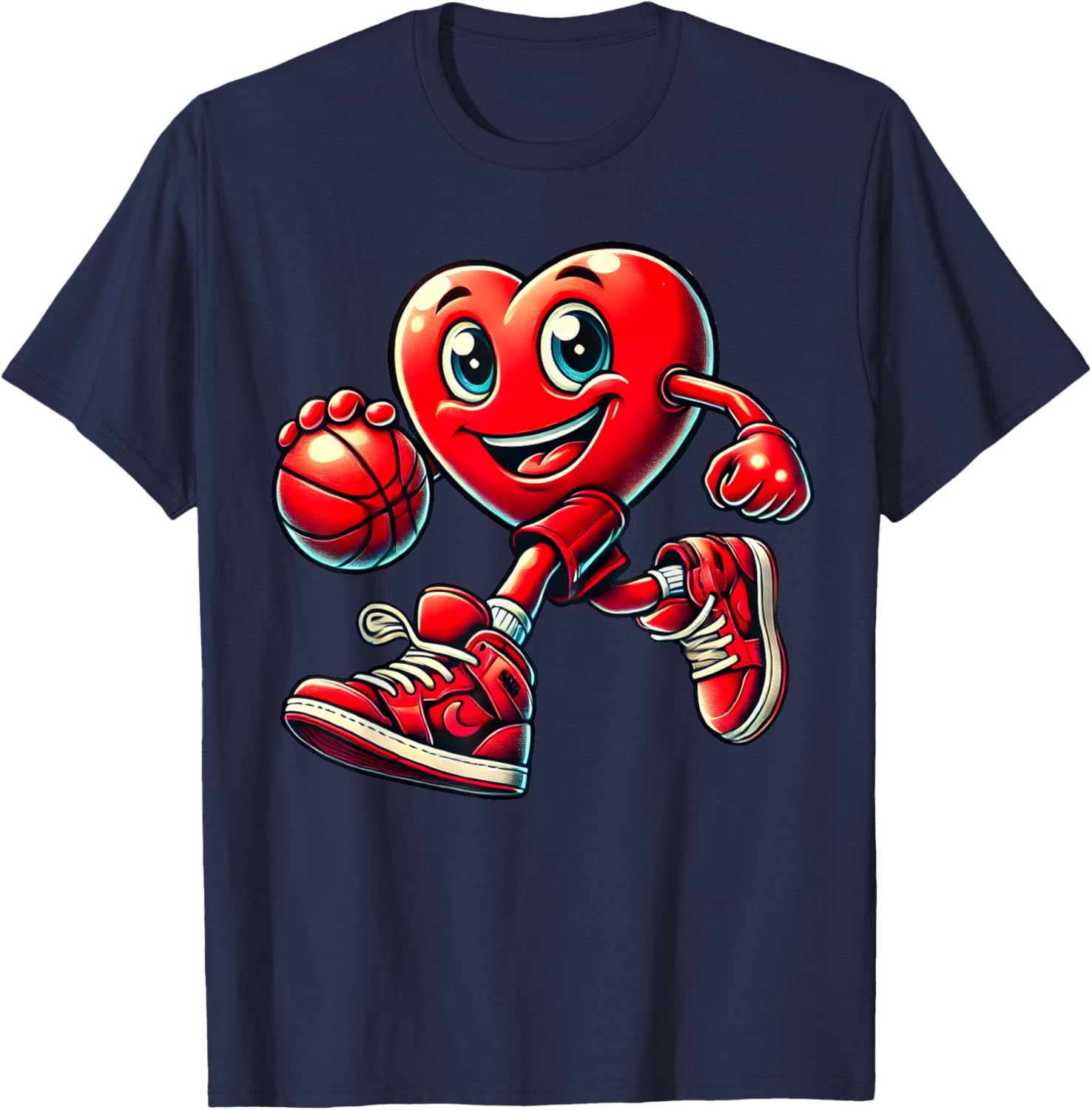 Valentine's Day Heart Basketball T-Shirt for Kids and Adults Fun Design - 8