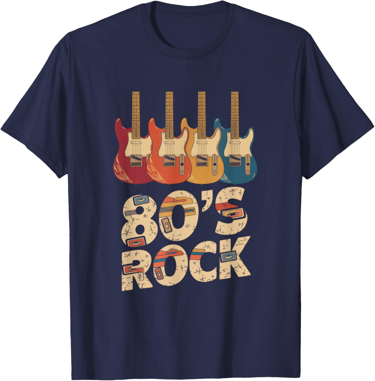 80's Rock Band Guitar Cassette Tape T-Shirt for Music Lovers - 2