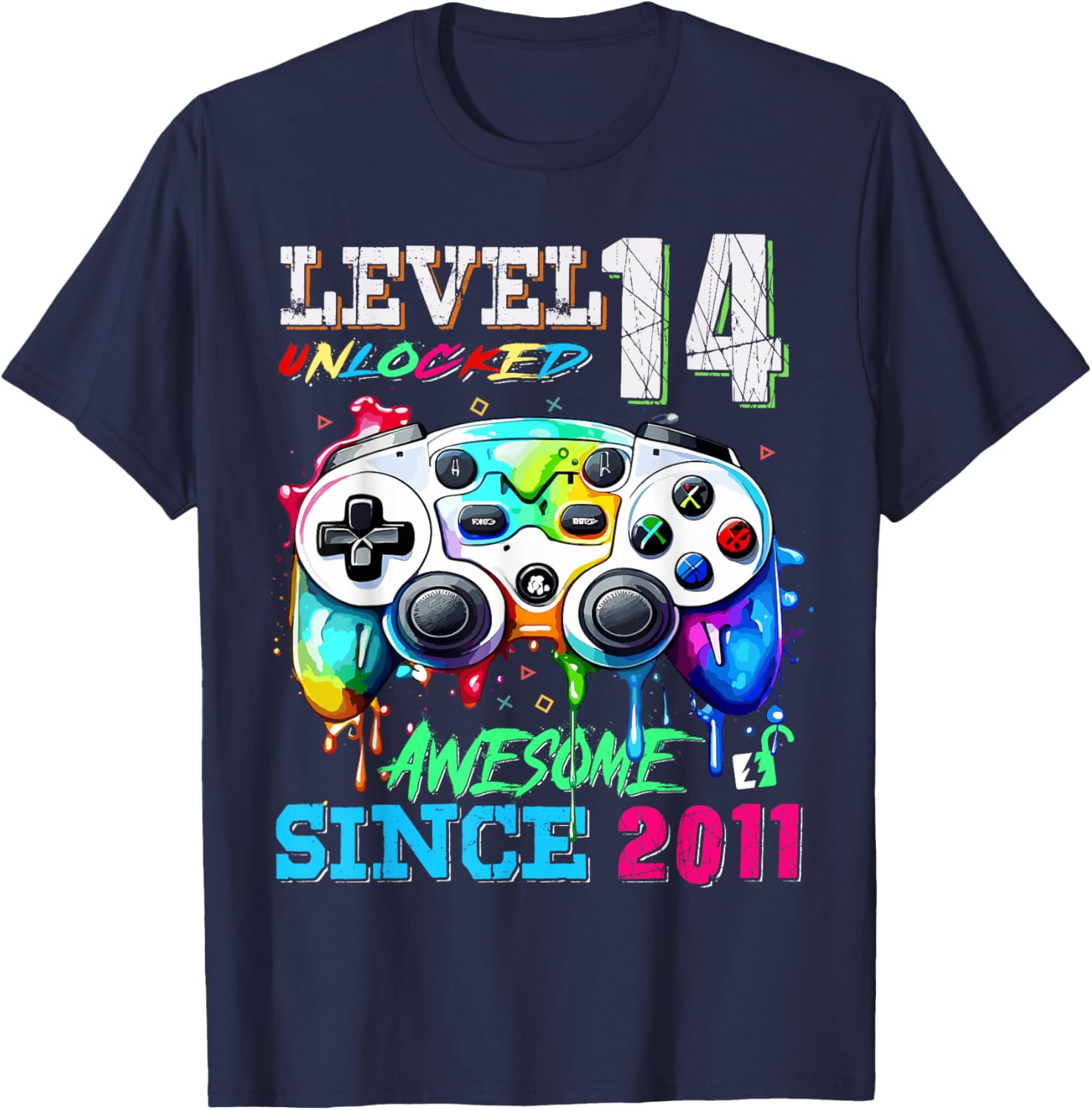 14th Birthday Boy T-Shirt Level 14 Unlocked Awesome Since 2011 - 5
