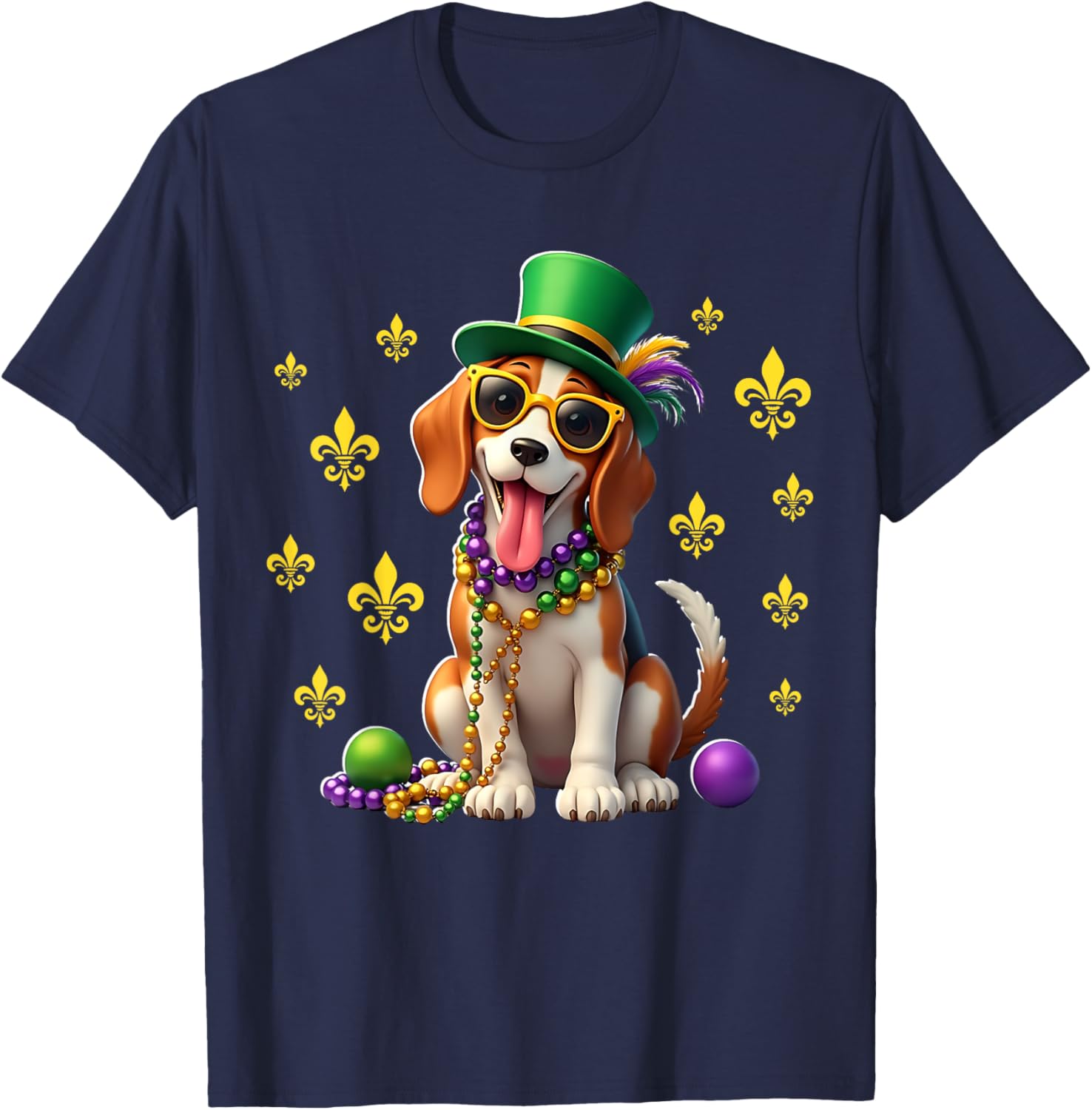 Beagle Mardi Gras Costume T-Shirt for Carnival Fun and Festivities - 21
