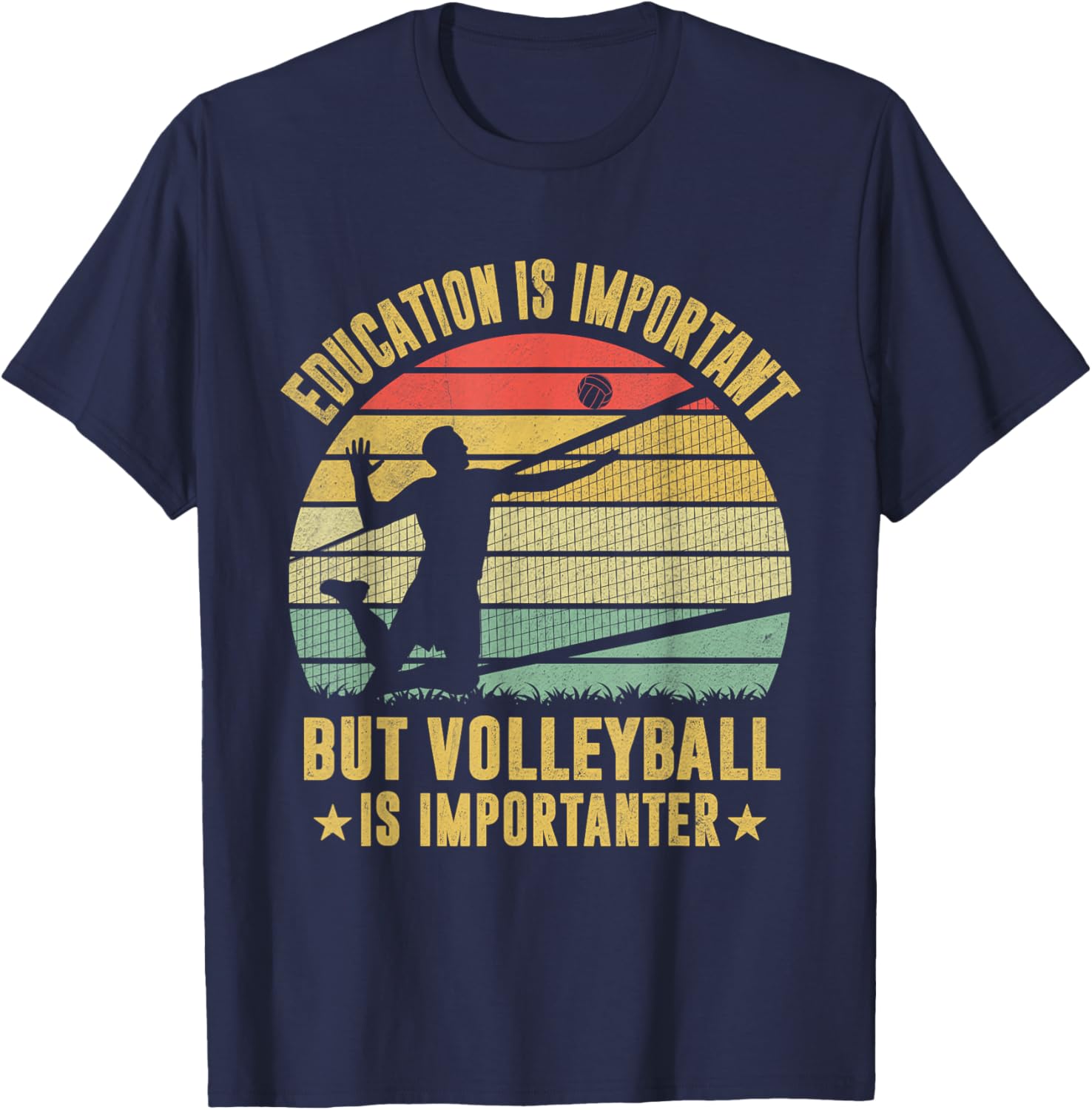Retro Volleyball T-Shirt Education Is Important But Volleyball Is Importanter - 3