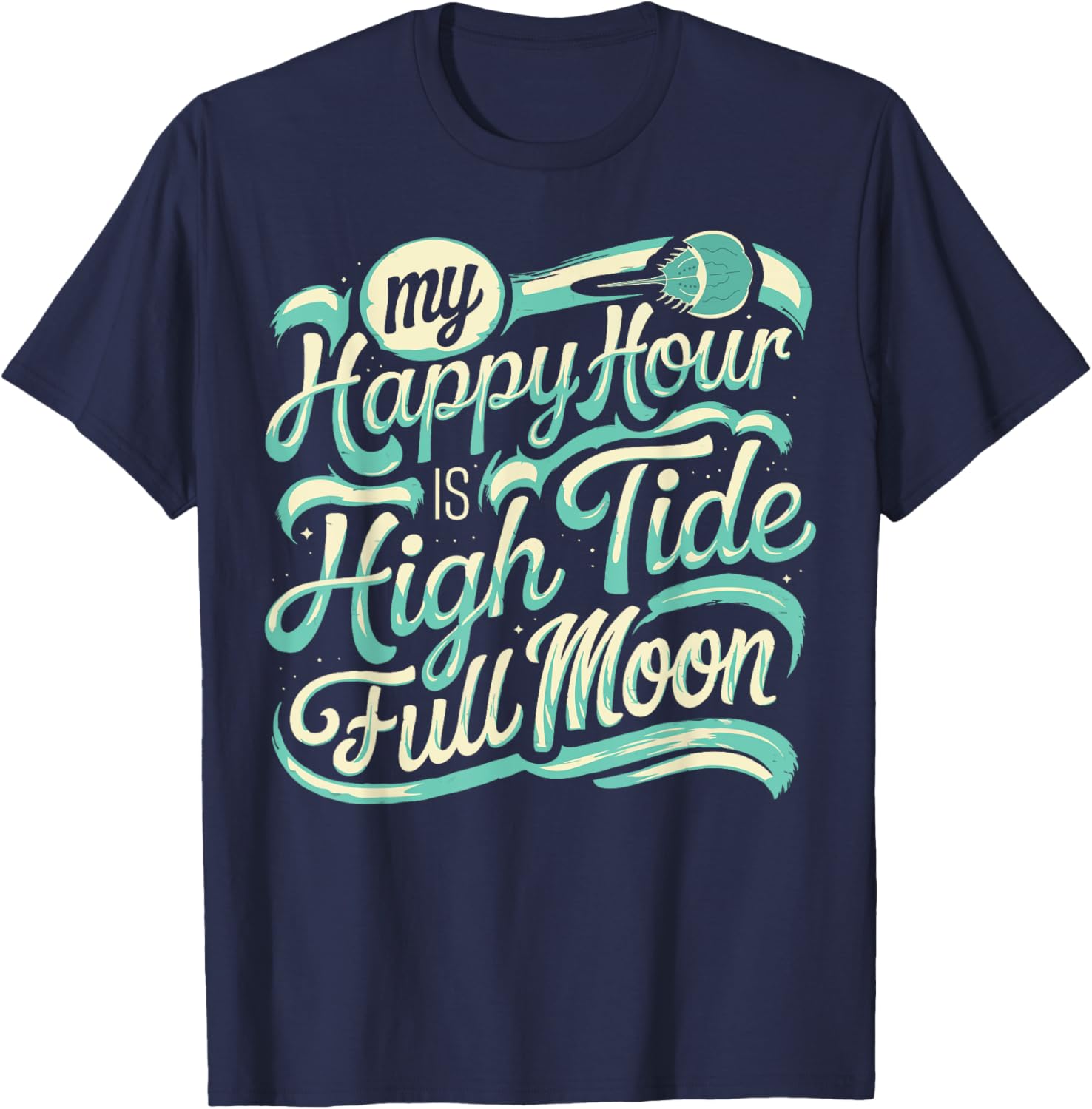 Horseshoe Crab Full Moon High Tide T-Shirt for Sea Life Lovers - 3