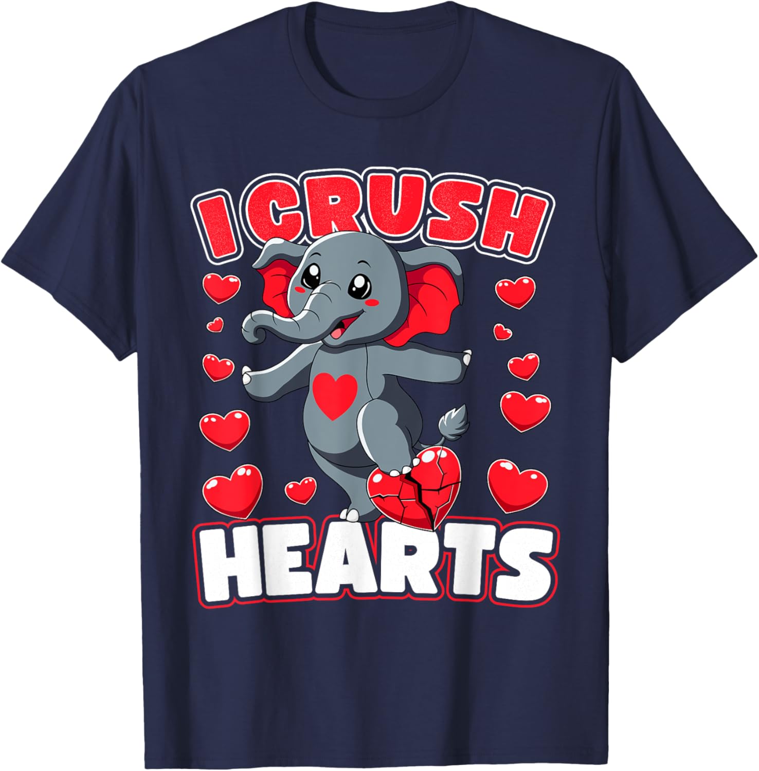 I Crush Hearts Elephant Valentine's Day T-Shirt for Boys and Toddlers - 15