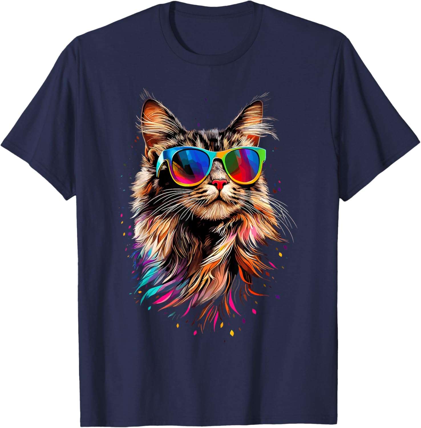 Cute Maine Coon Cat Sunglasses T-Shirt for Cat Lovers - Fun Apparel - 17