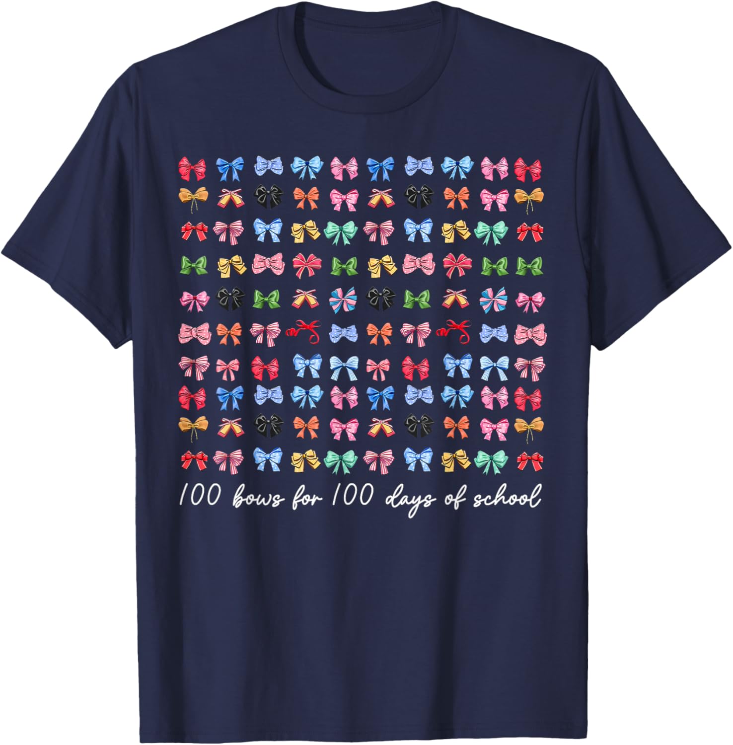 100 Bows For 100 Days Of School T-Shirt for Teachers and Kids - 4