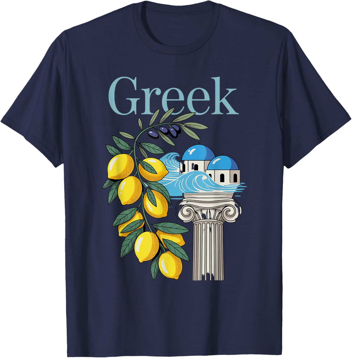 Greek Culture T-Shirt Featuring Lemons and Iconic Architecture Souvenir - 25