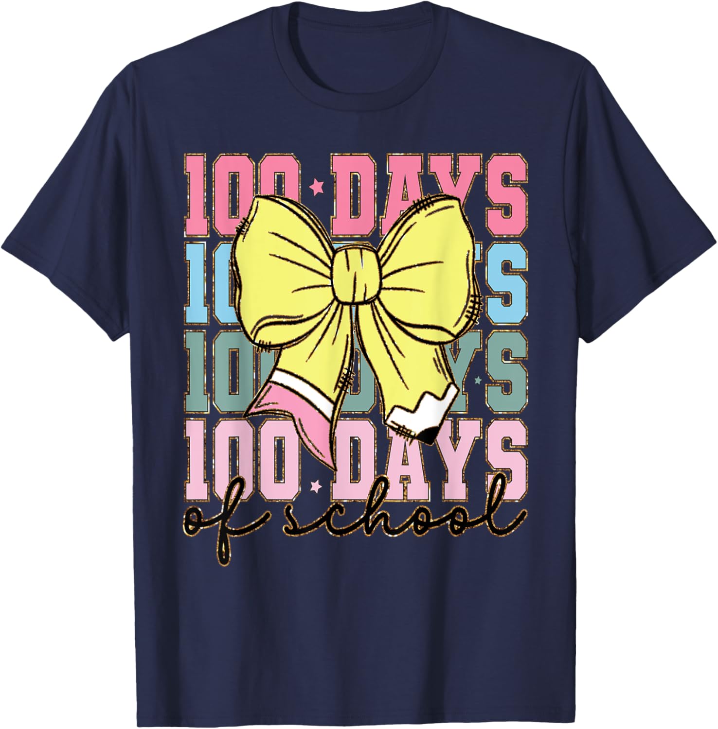 Cute 100 Days of School Coquette Bow T-Shirt for Girls - 13