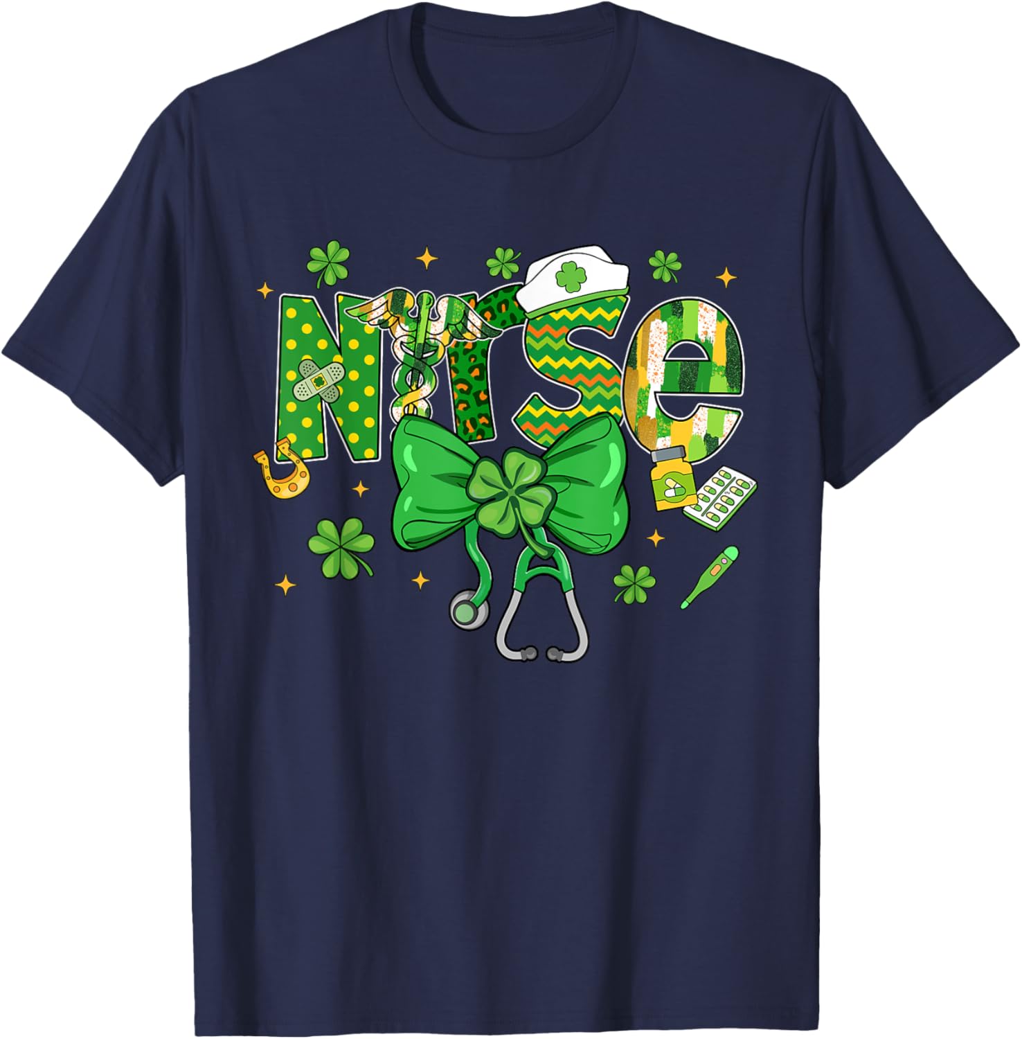 Irish Nurse Stethoscope St Patrick's Day T-Shirt for Healthcare Heroes - 27