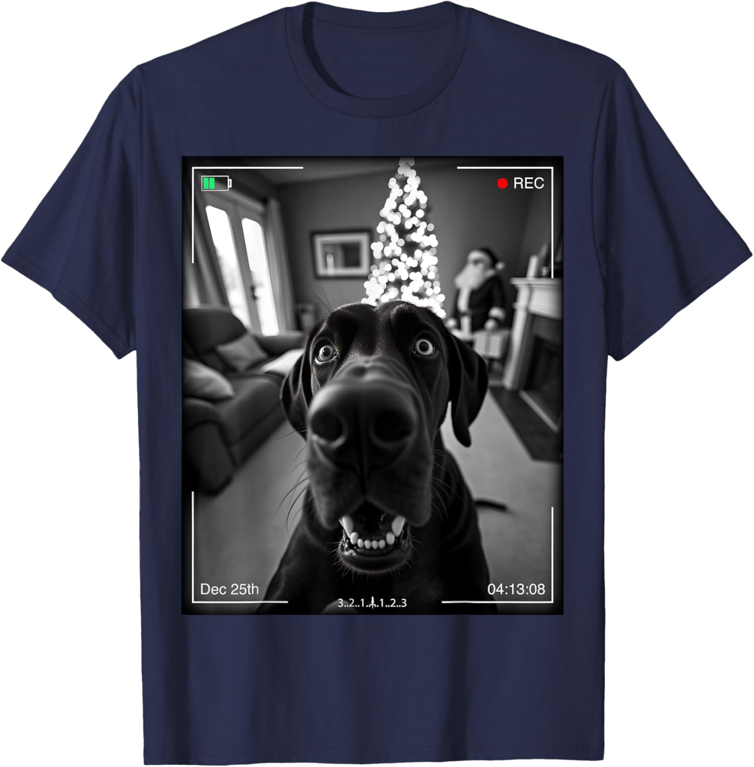 Great Dane Catches Santa on Camera Christmas T-Shirt for Dog Lovers - 4