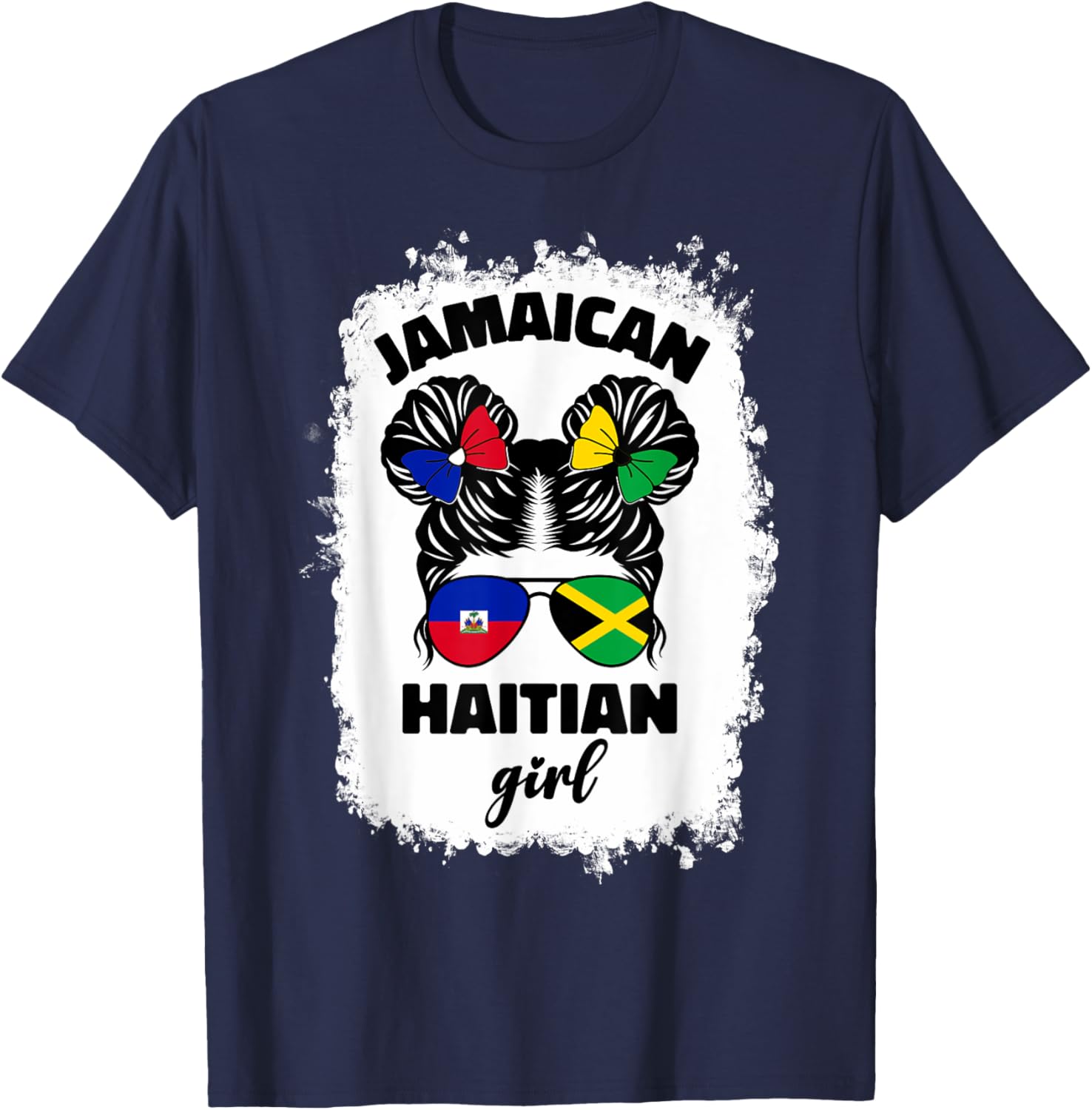 Half Jamaican Haitian Kids T-Shirt with Jamaica and Haiti Flag Design - 21