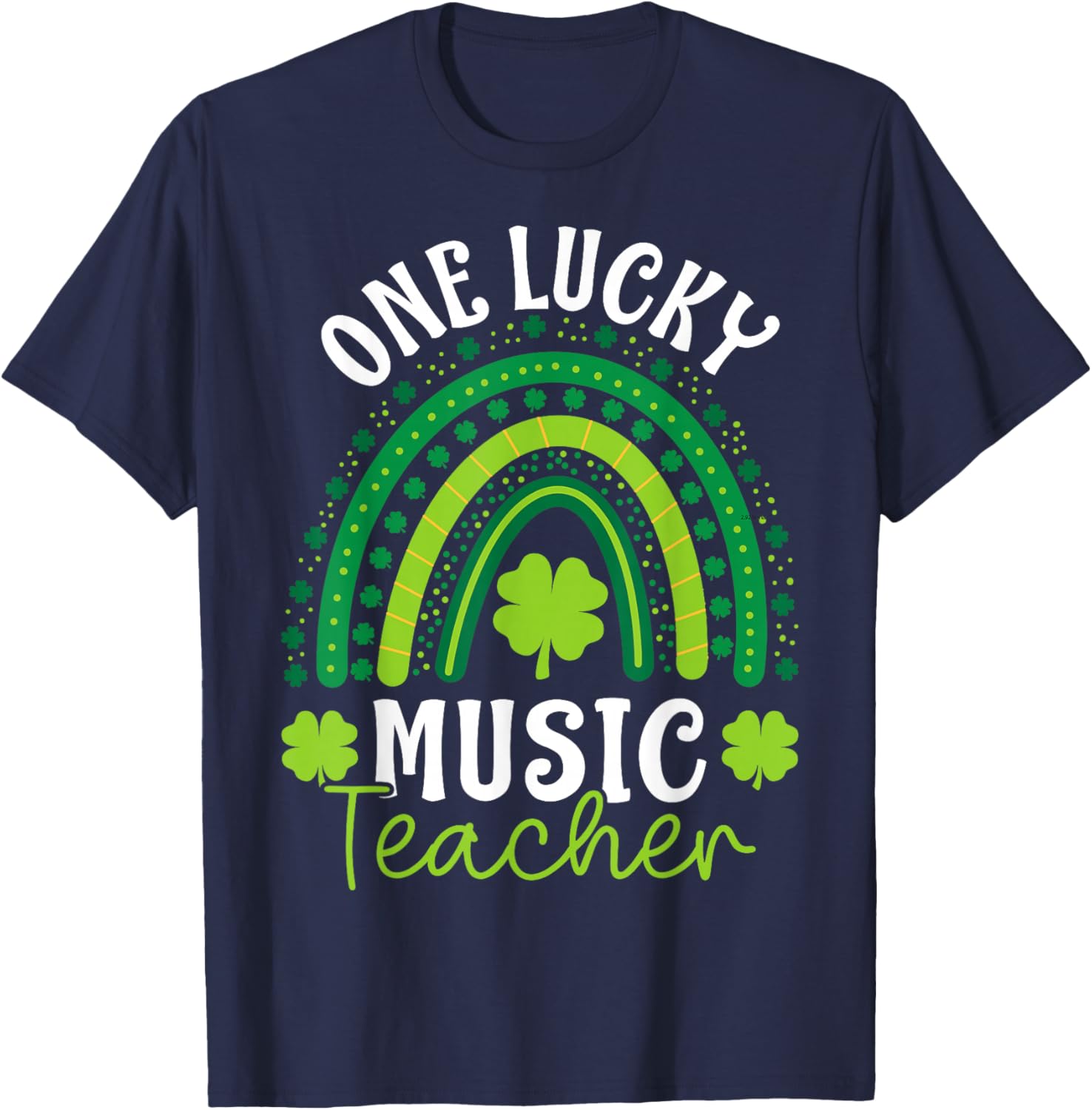 One Lucky Music Teacher Rainbow Shamrock T-Shirt for St Patrick's Day - 3