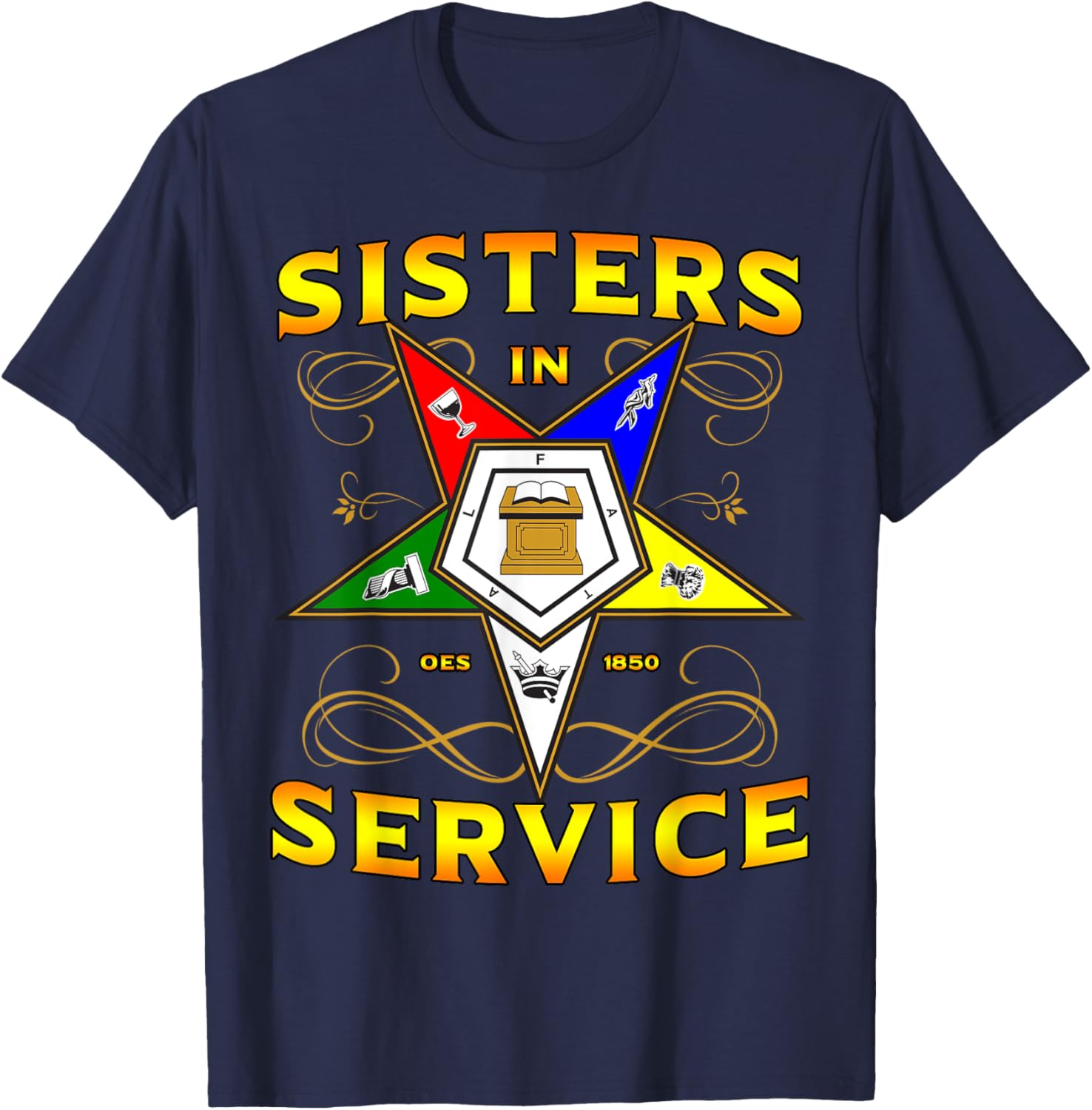 Sisters in Service OES 1850 Order of the Eastern Star T-Shirt for Women - 5