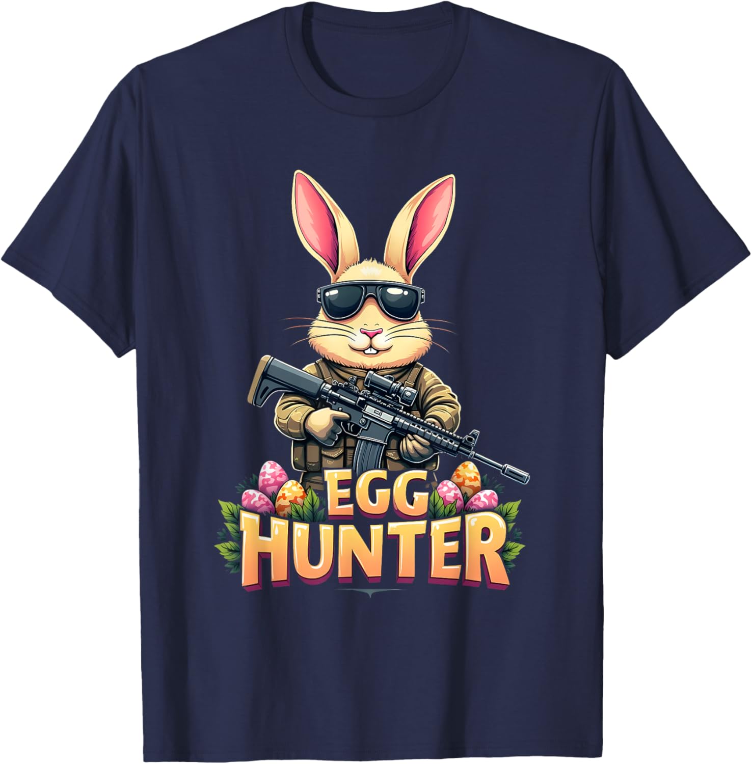 Cute Easter Egg Hunter Boys T-Shirt Featuring Deer Bunny Design - 22