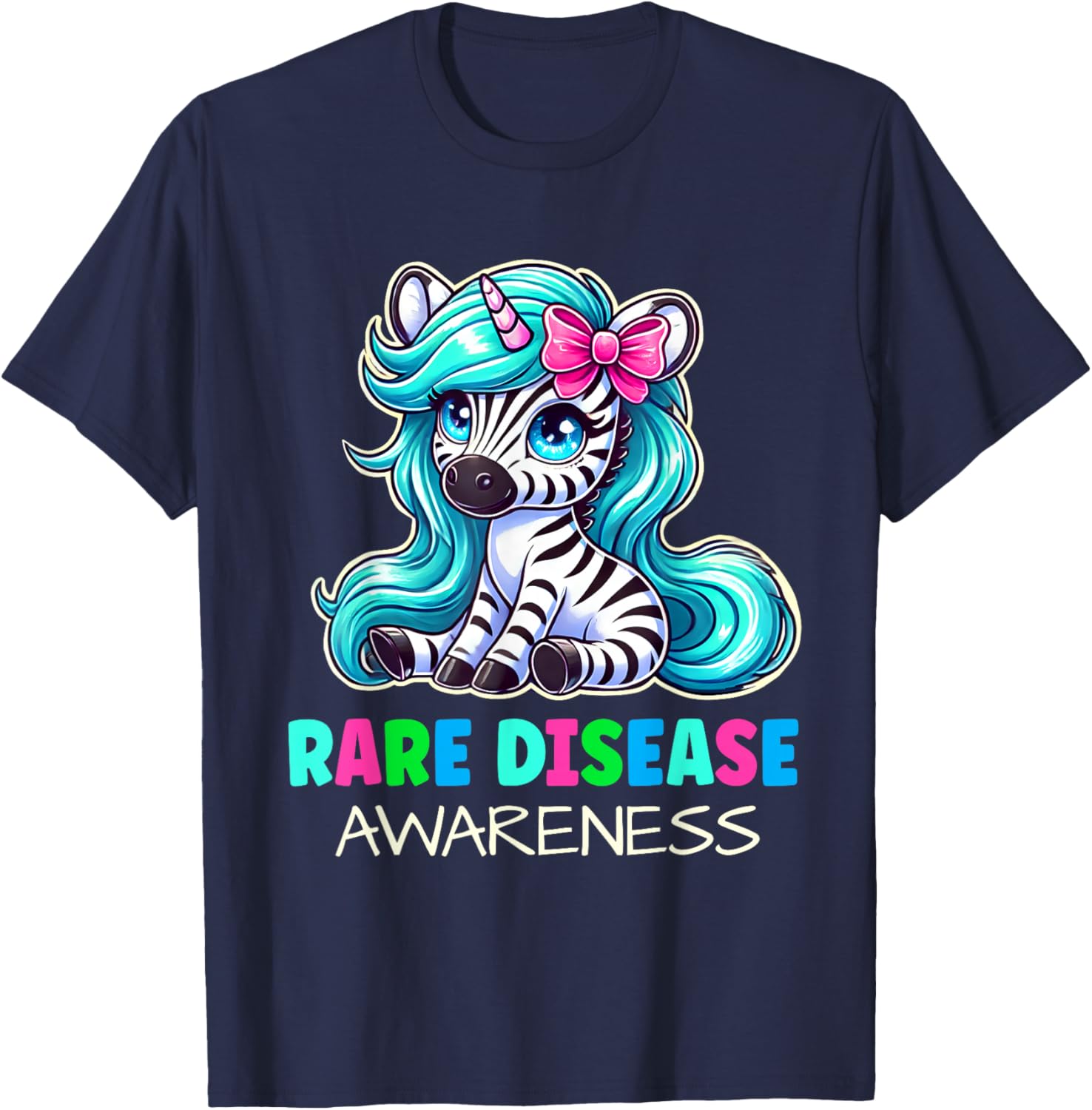 Rare Disease Awareness Zabra Ribbon Kids T-Shirt for Rare Disease Day - 17