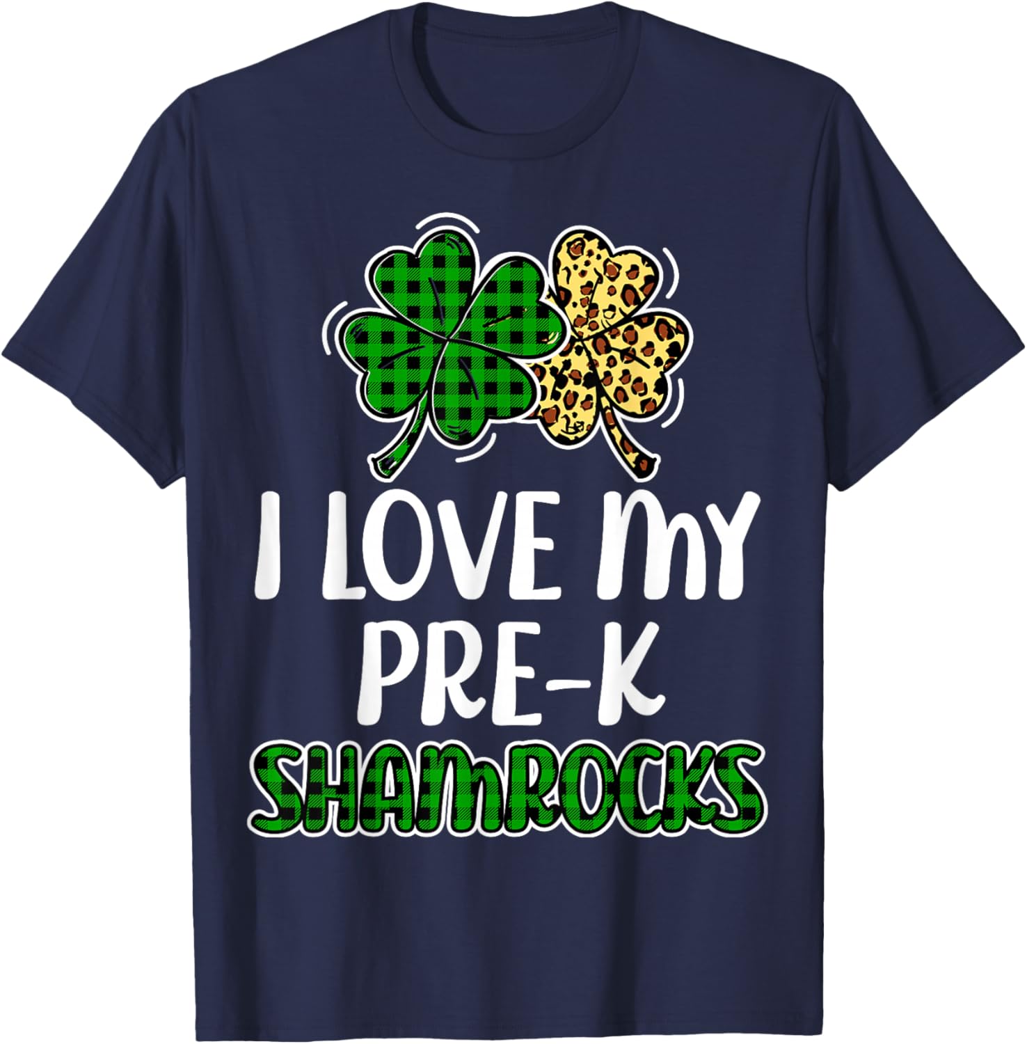 I Love My Pre-K Shamrocks Buffalo Plaid St Patricks Day T-Shirt - 12