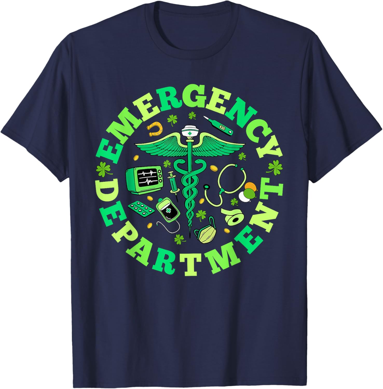 Emergency Nurse St Patricks Day Shamrock T-Shirt for ED RNs - 5