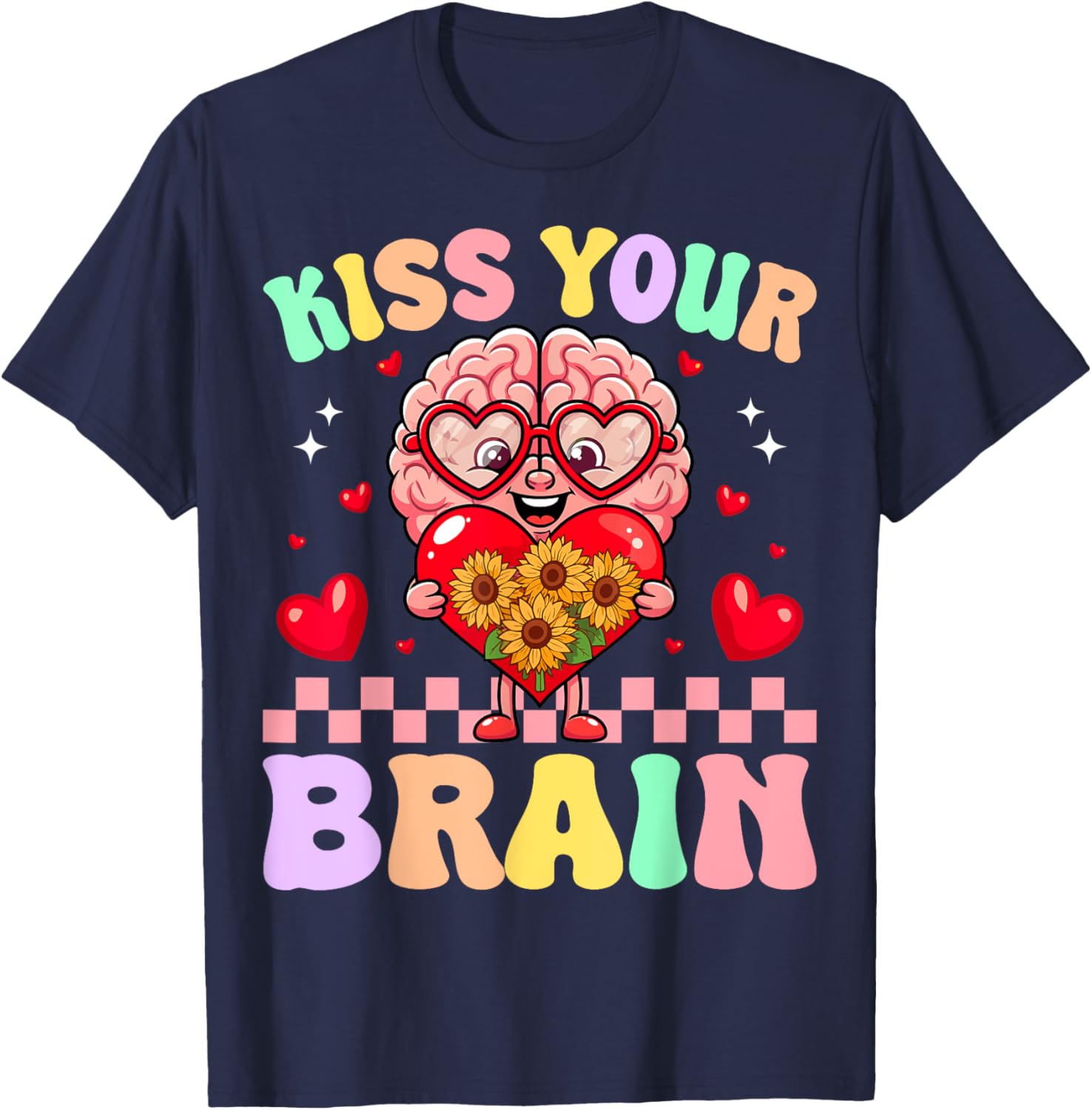 Funny Teacher Valentine's Day T-Shirt - Kiss Your Brain Gift for Educators - 3