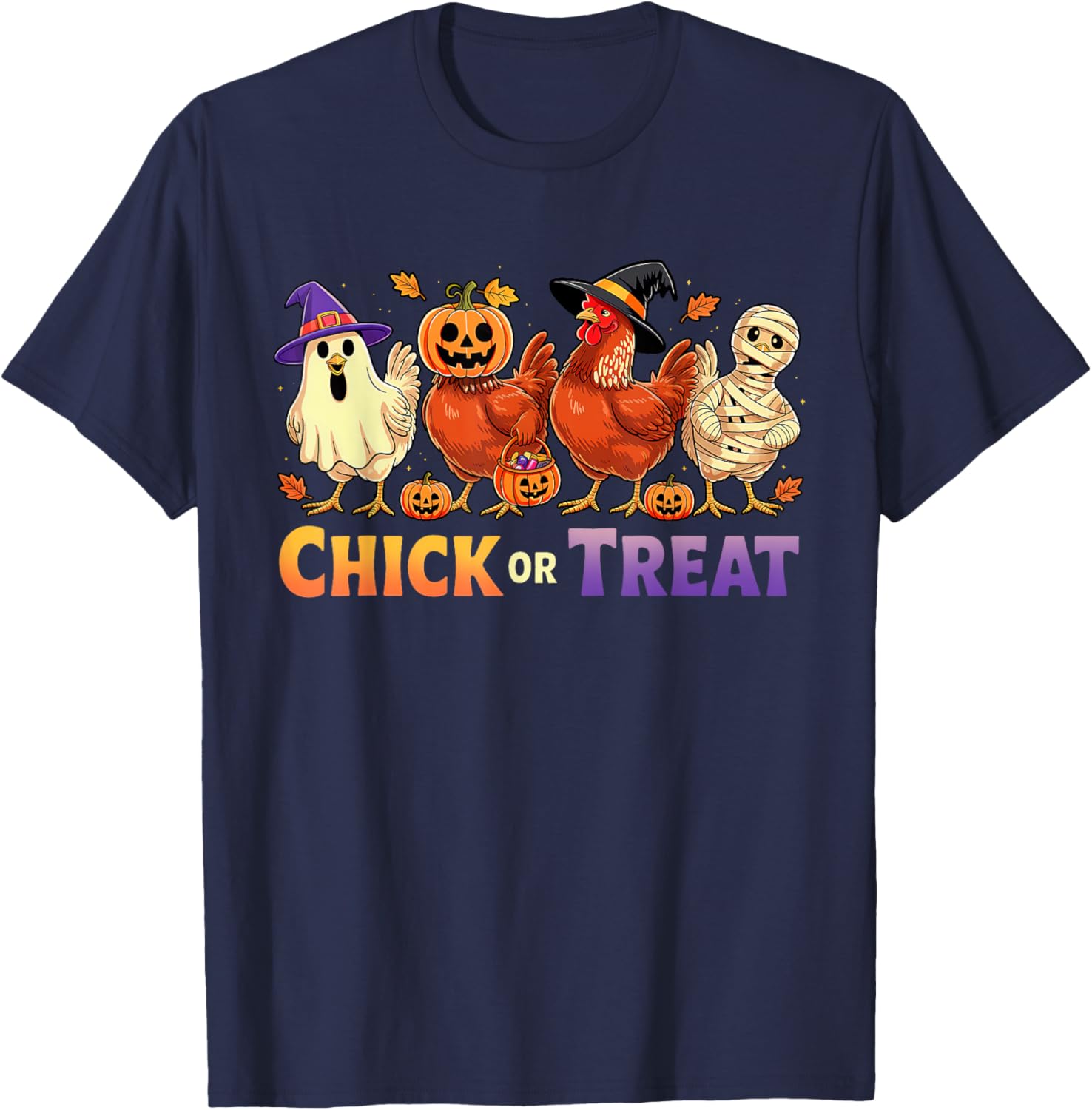 Funny Chick or Treat Halloween Witch Spooky Chicken Farmer T-Shirt - 1