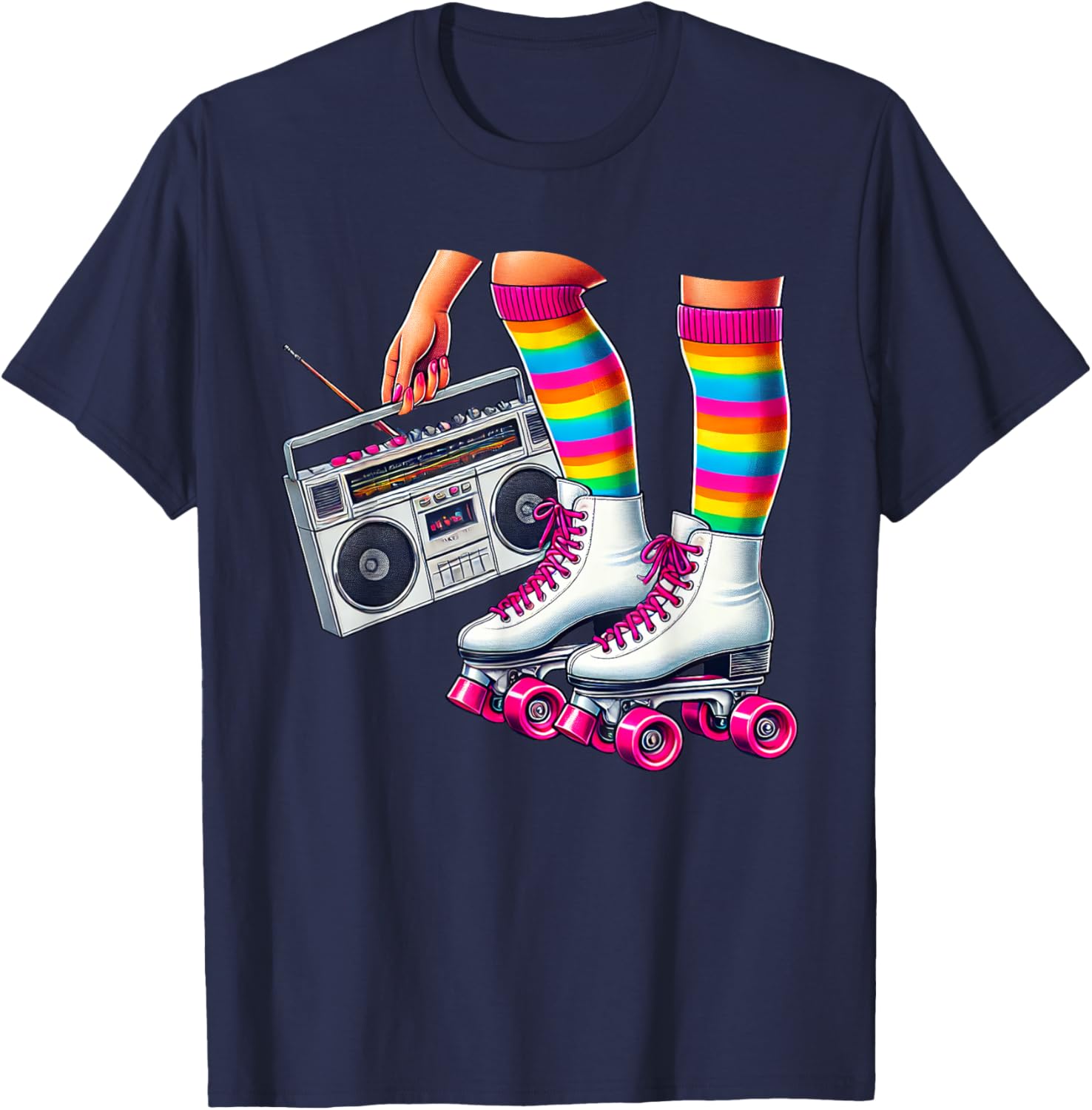 Funny 80s Roller Disco Skating Girl T-Shirt for Retro Fans - 5