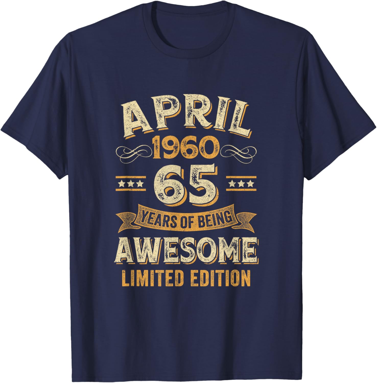 Vintage 65th Birthday T-Shirt Awesome April 1960 Design for Celebrations - 11