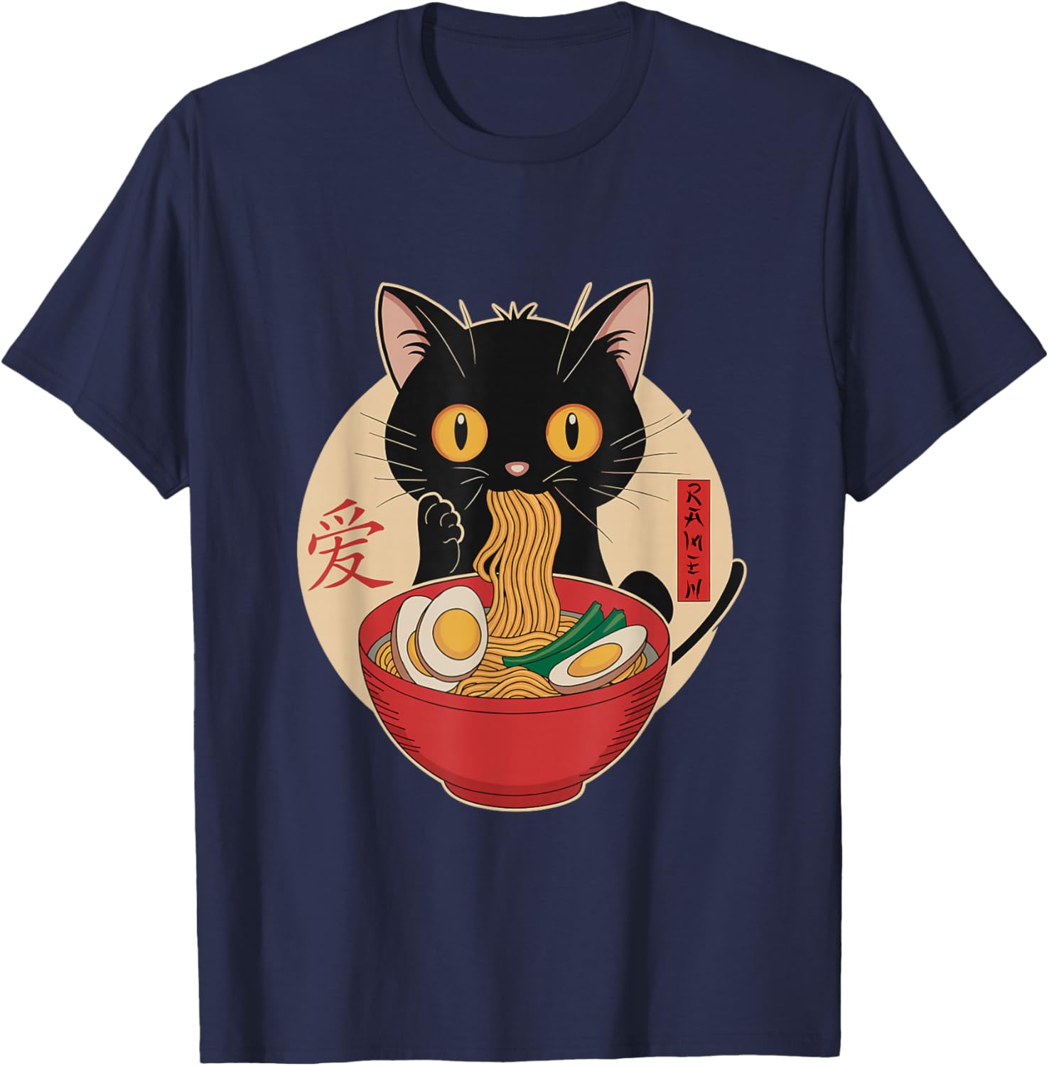 Cute Cat Eating Ramen Noodles Kawaii Anime T-Shirt for Cat Lovers - 8