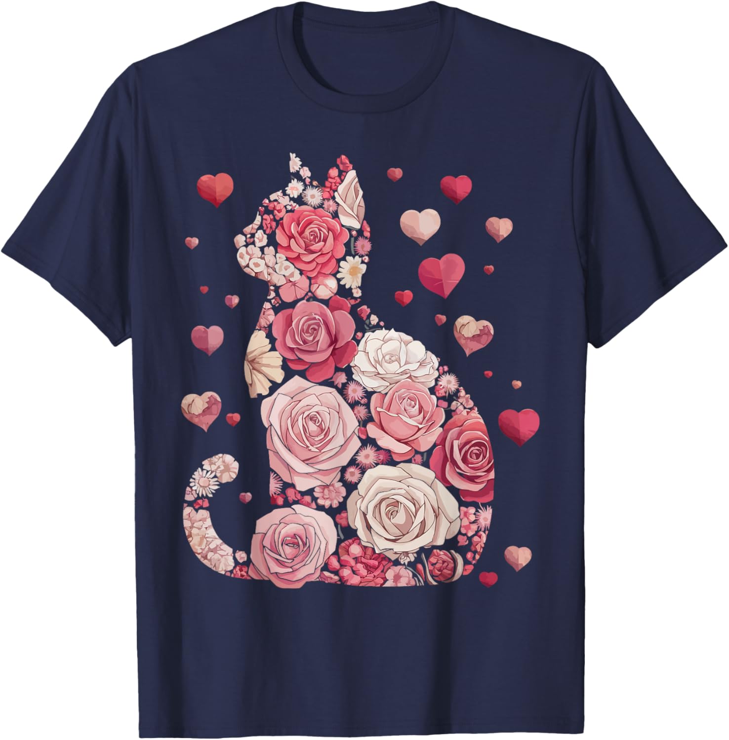 Cute Happy Meowentine's Day Cat T-Shirt for Girls and Women - 11