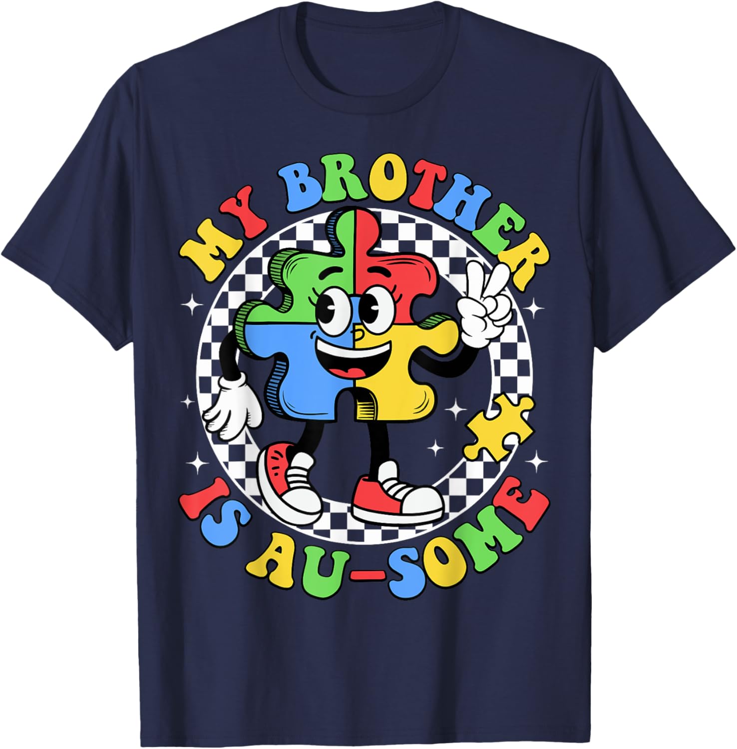 Retro Awesome Sister T-Shirt for Autism Awareness, Fun and Stylish Design - 19