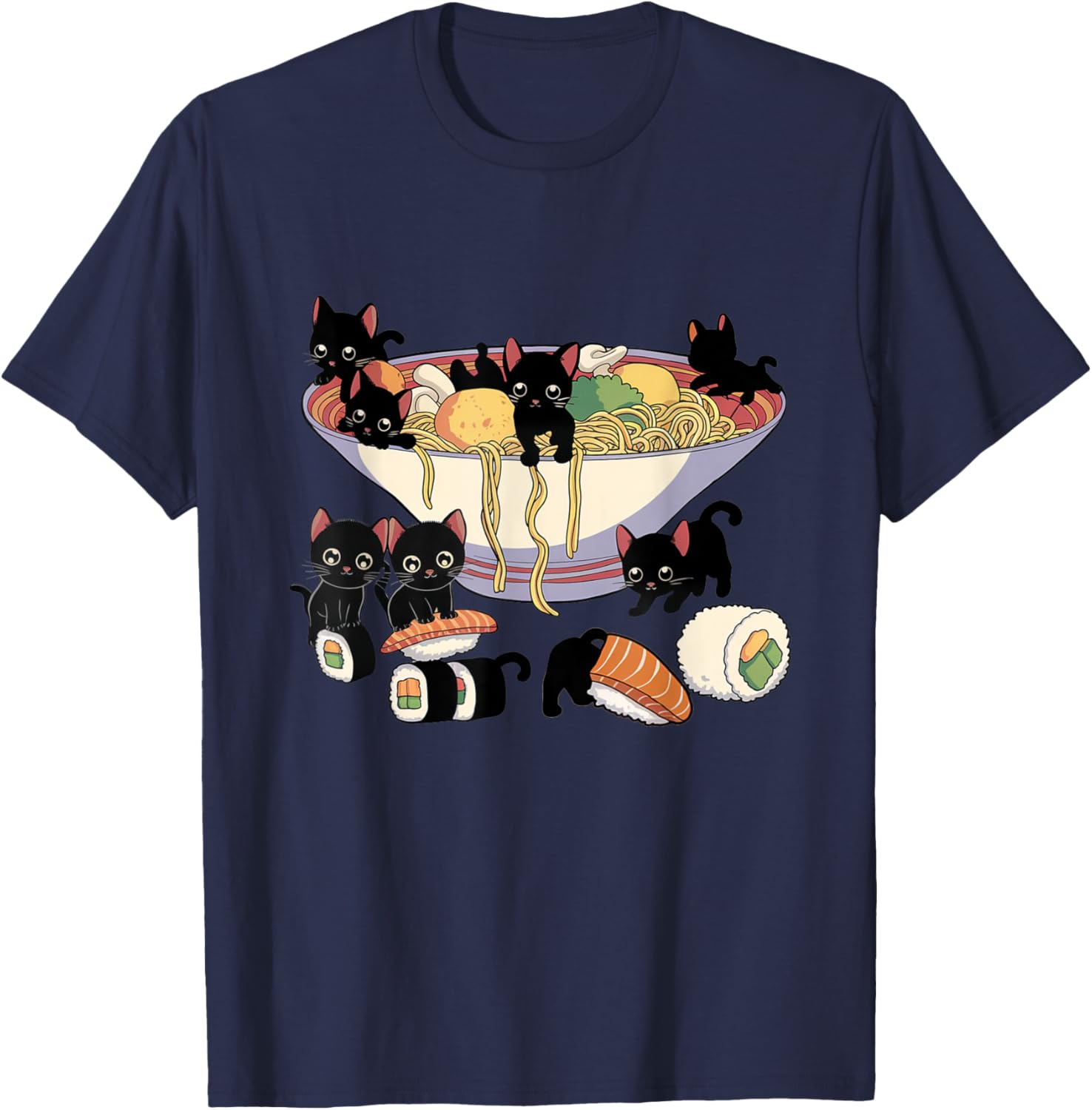 Cute Cat Ramen Sushi T-Shirt for Anime Lovers and Cat Enthusiasts - 19
