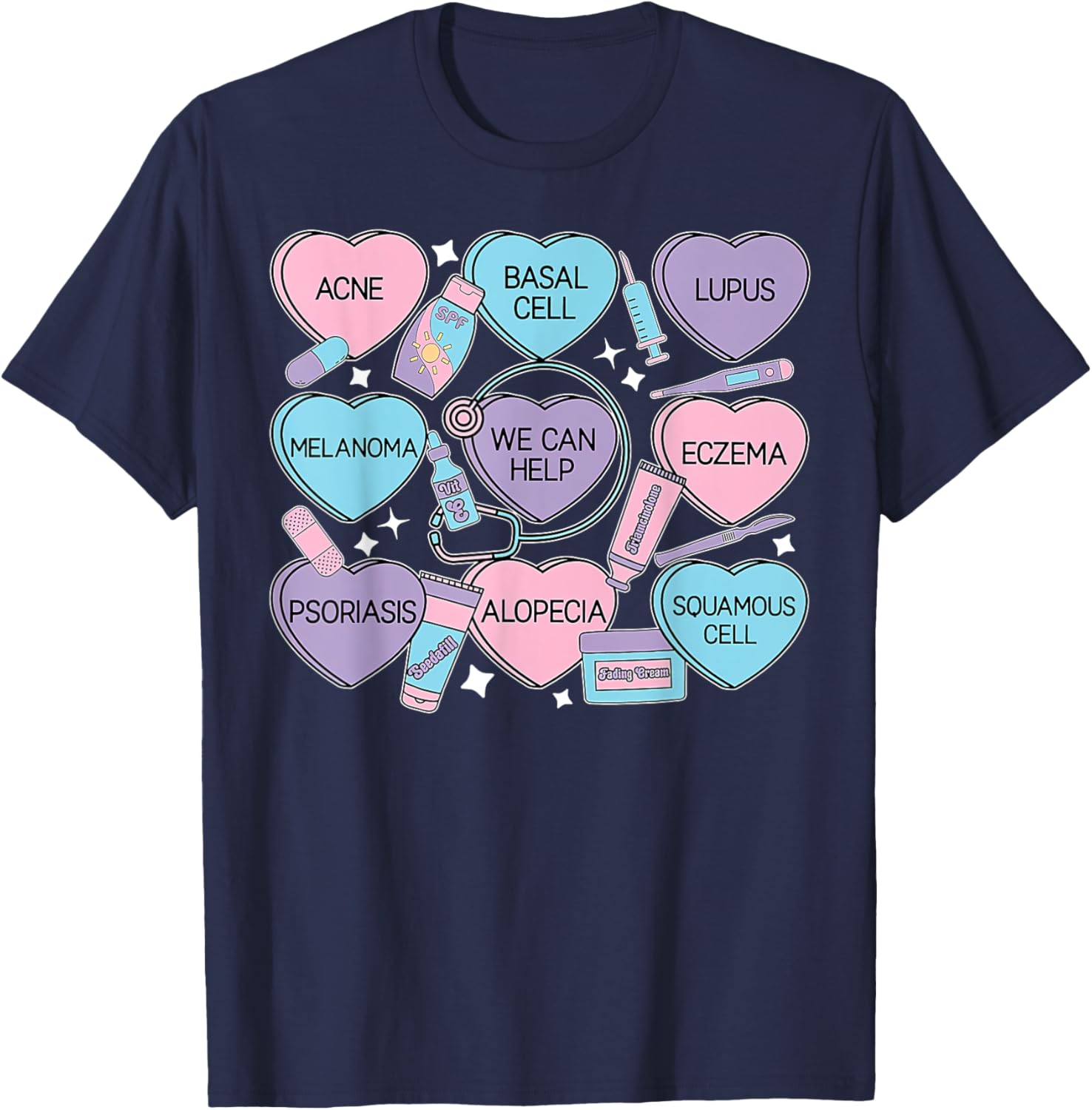 Retro Dermatology Candy Heart Shirt for Valentine's Day Gifts - 9