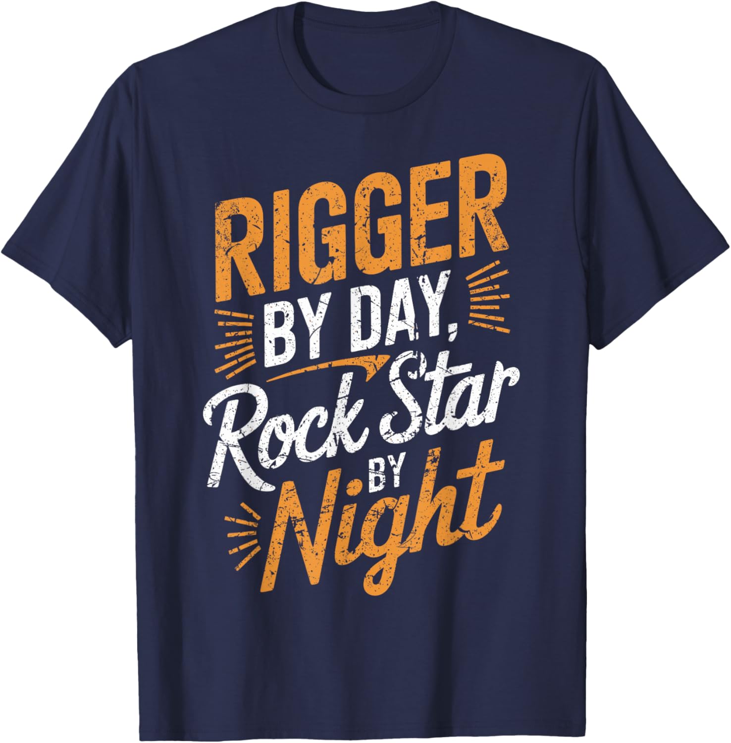 Funny Rigger by Day Rockstar by Night T-Shirt for Workers and Music Lovers - 5