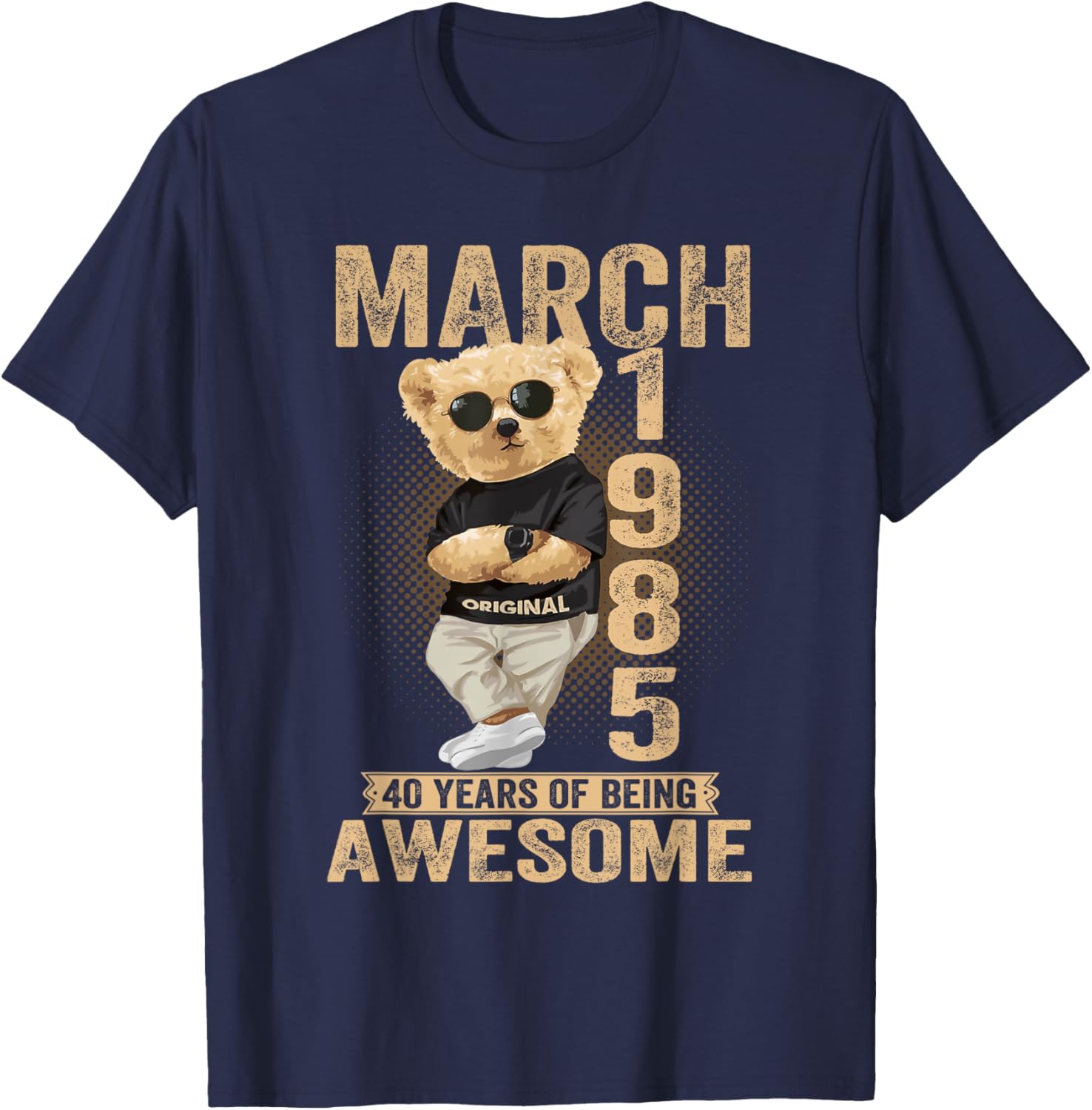 Awesome Teddy Bear T-Shirt for 40th Birthday Celebrations 1985 Design - 5