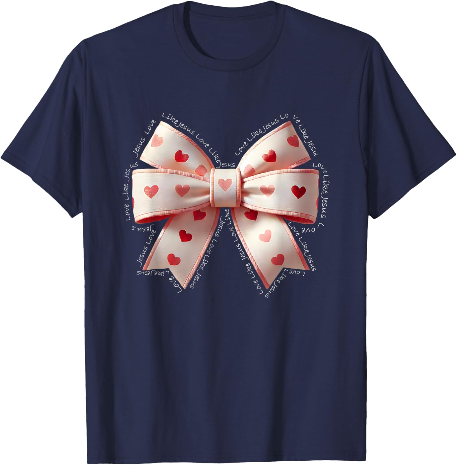 Jesus Valentine's Day Coquette Bow Tee Love Like Jesus T-Shirt for Kids - 7
