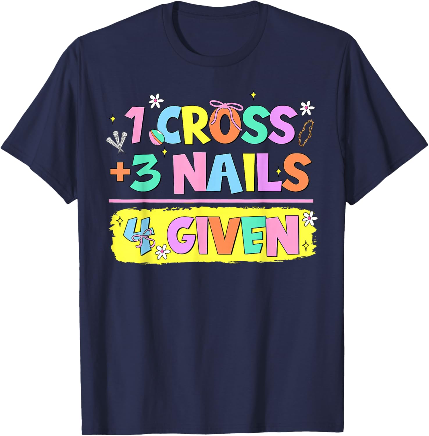 Happy Easter Christian T-Shirt with Cross and Nails Design for Believers - 16