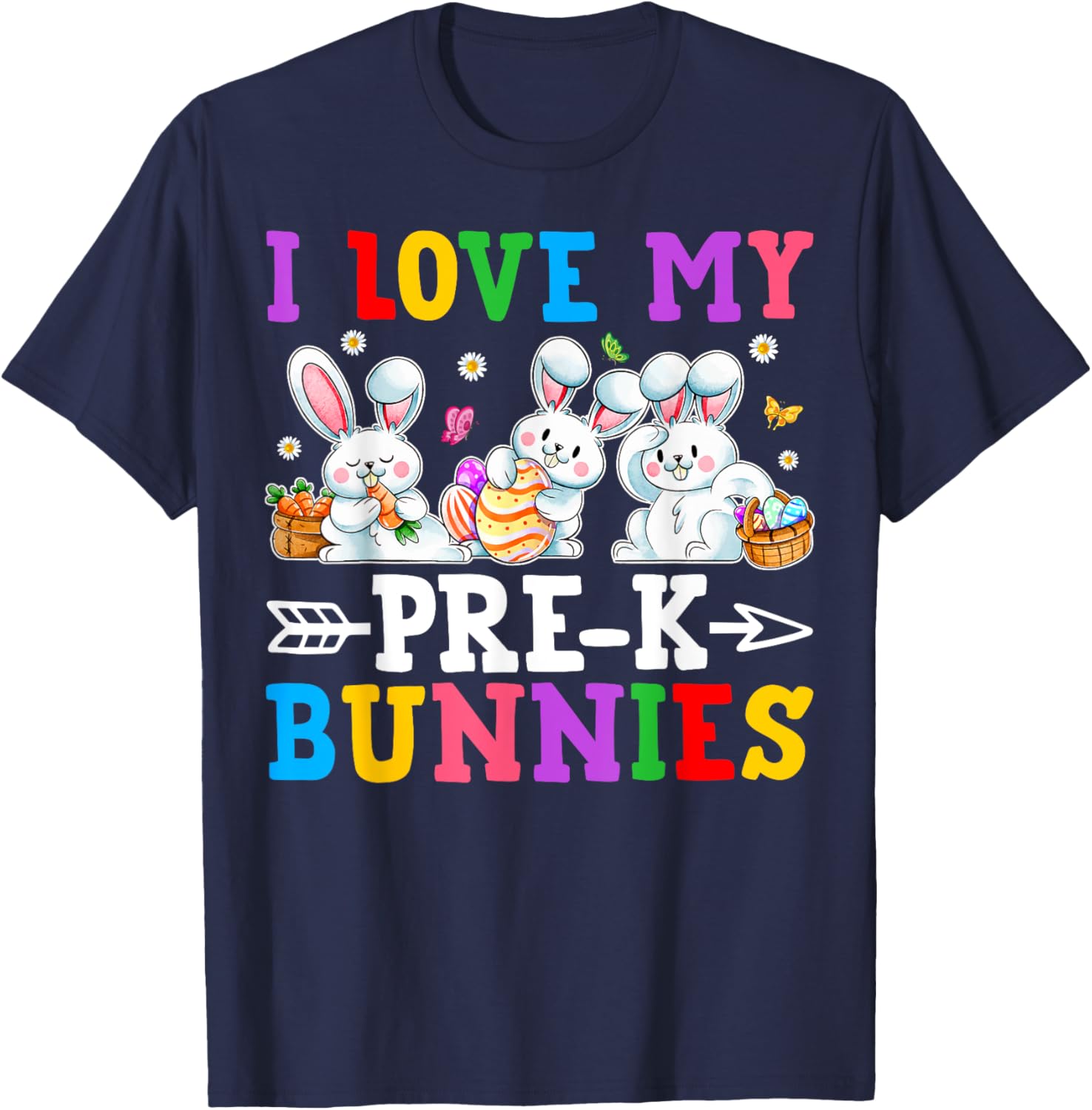 Funny I Love My Pre-K Bunnies T-Shirt for Preschool Teachers Easter Fun - 9