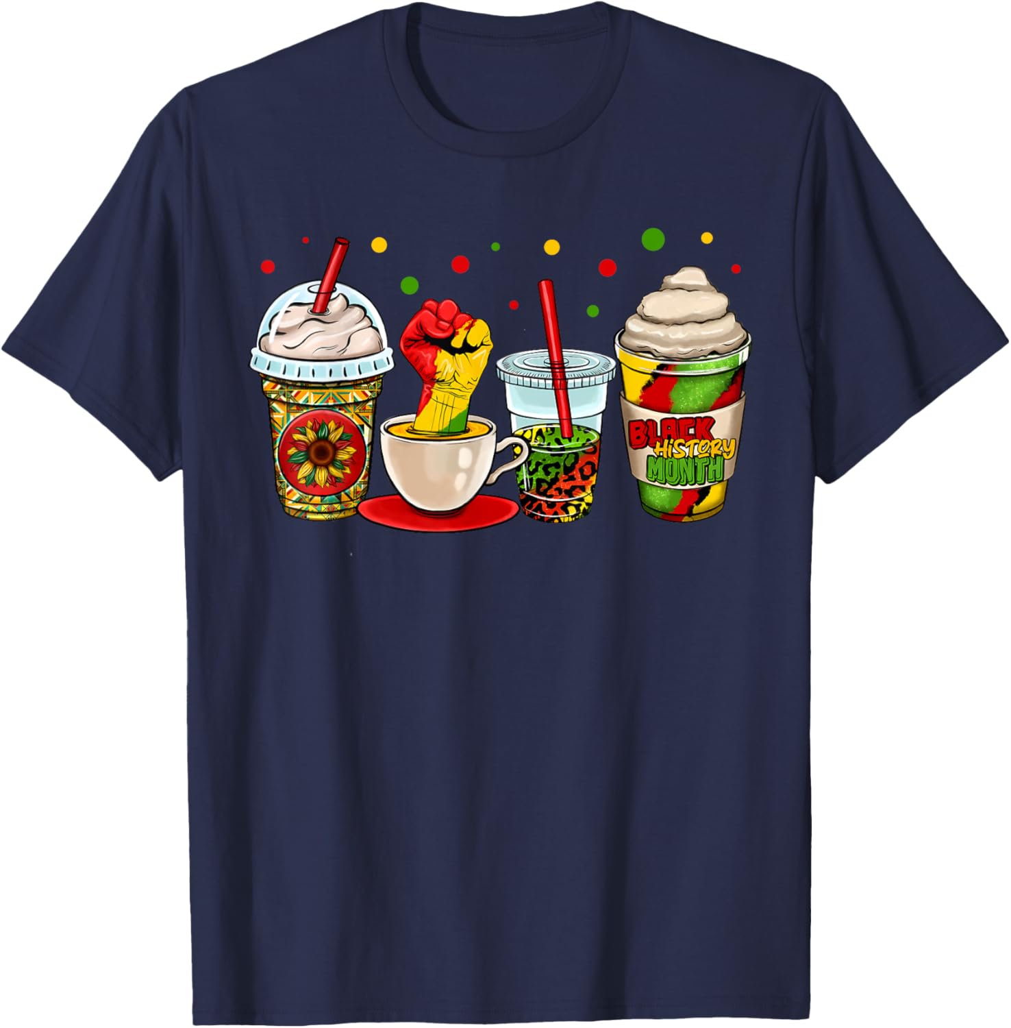 Celebrate Black History Month with Kente Dashiki Coffee Cup T-Shirt - 27