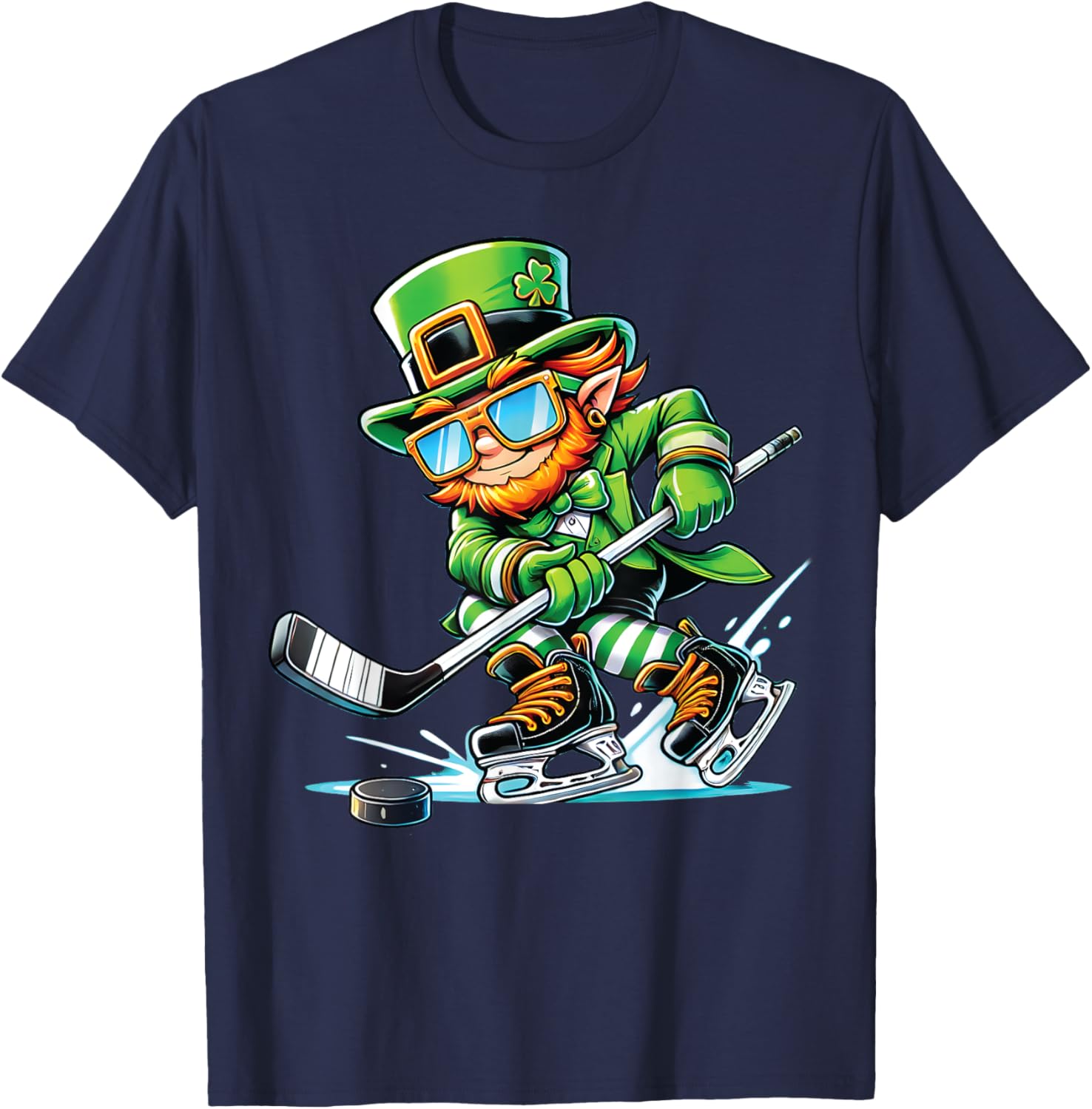 Leprechaun Ice Hockey T-Shirt Perfect for St Patrick's Day Fun - 10