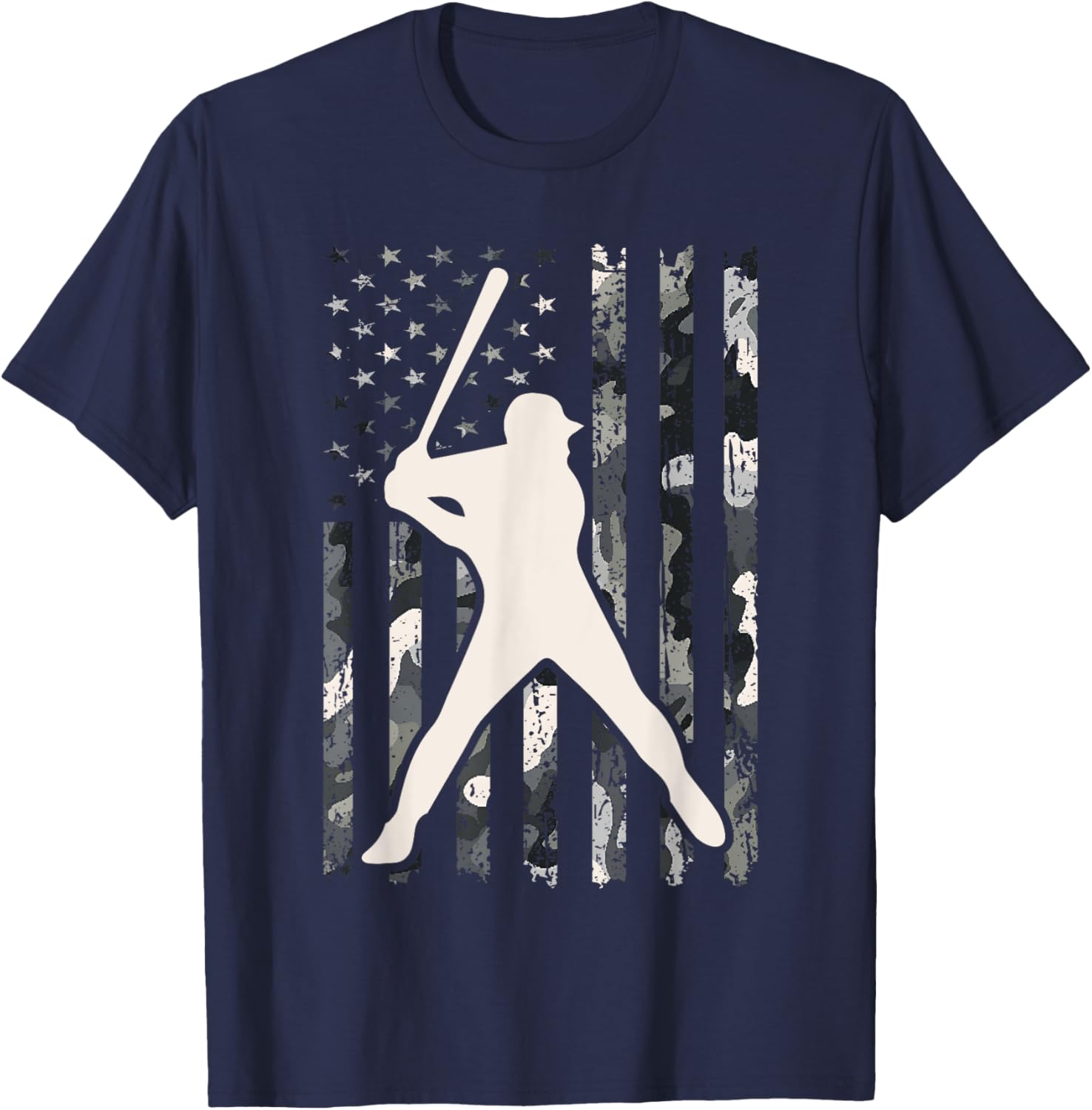 Vintage Baseball USA Flag Camo T-Shirt for Men and Women - 16