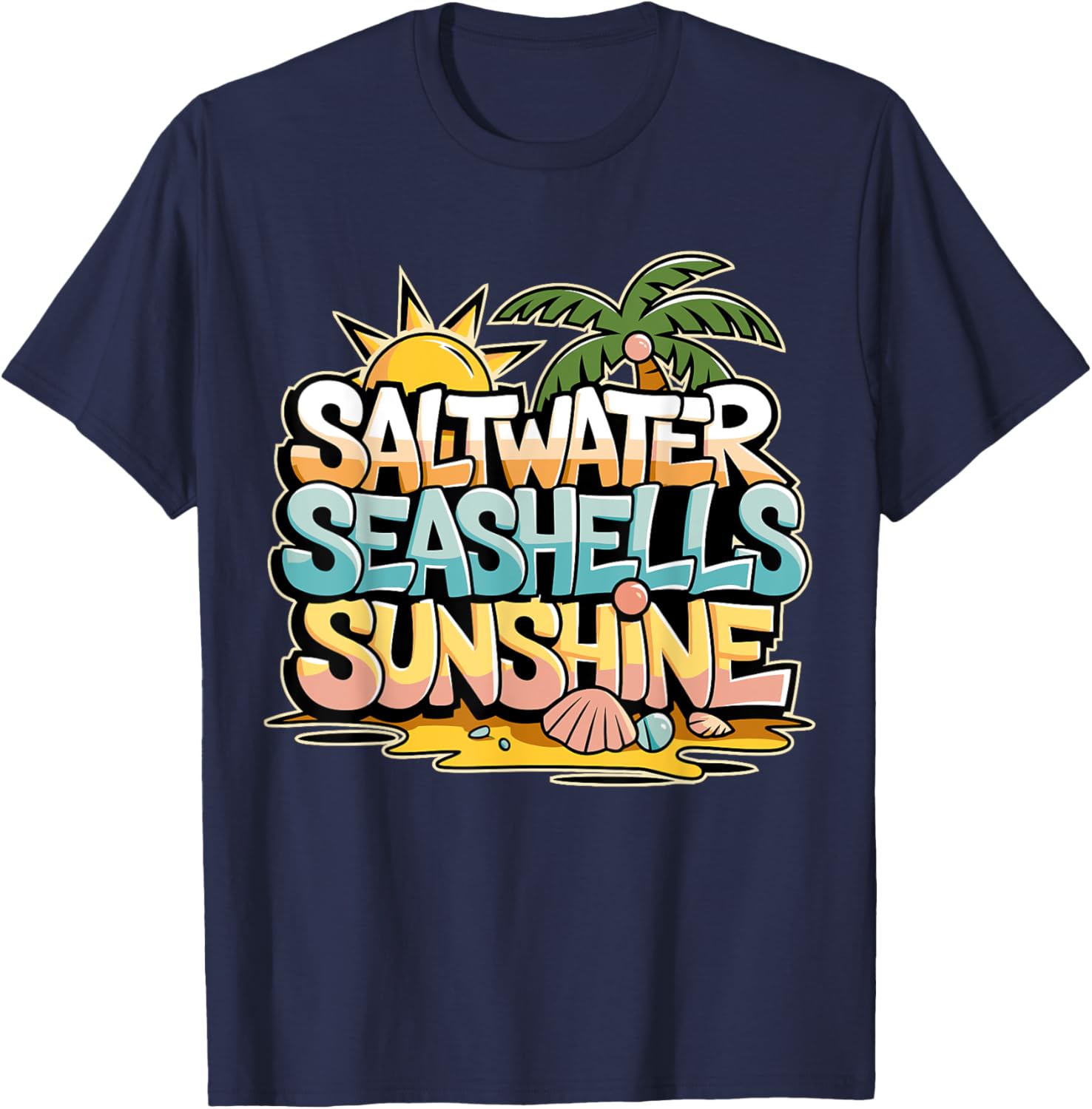 Funny Beach T-Shirt with Saltwater Seashells for Cruise Gifts - 11