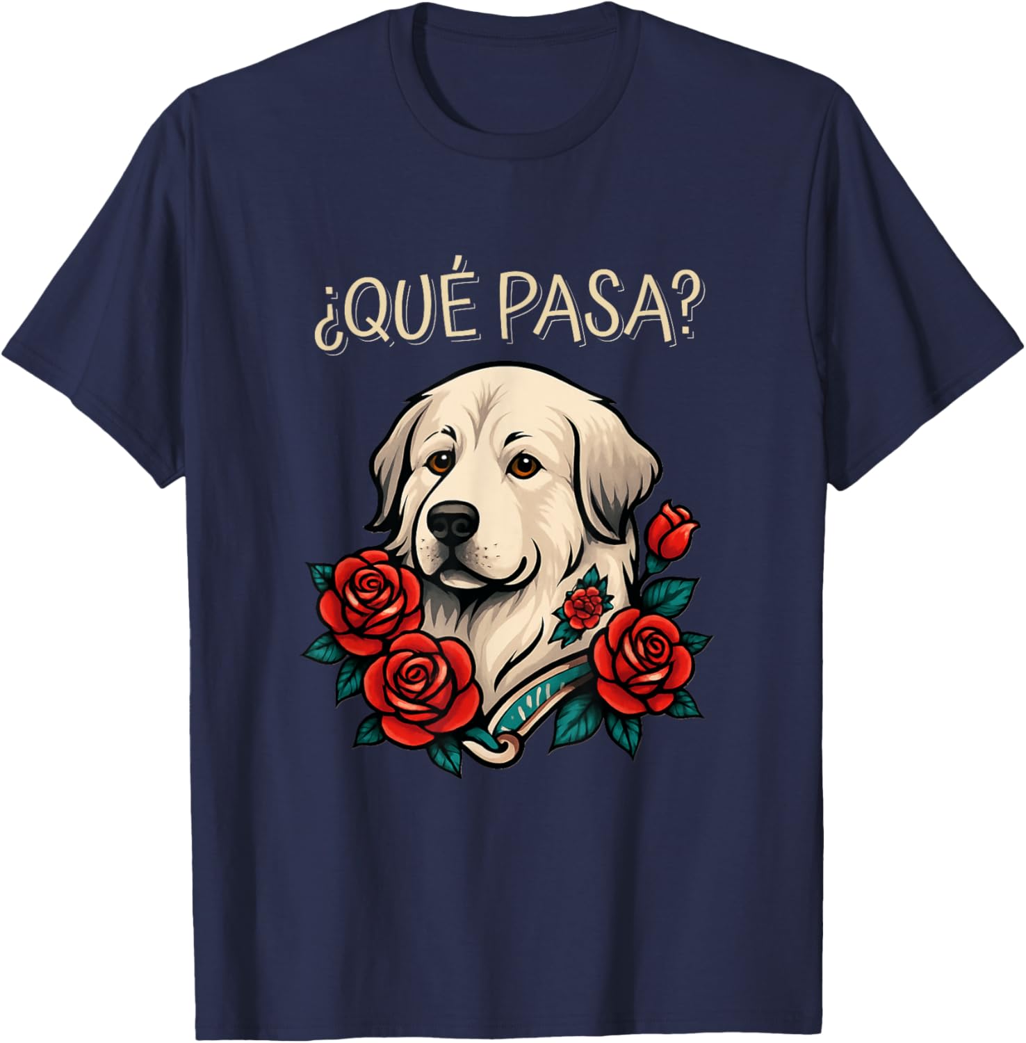 Great Pyrenees Roses Tattoo Style T-Shirt for Dog Lovers and Fashionistas - 3