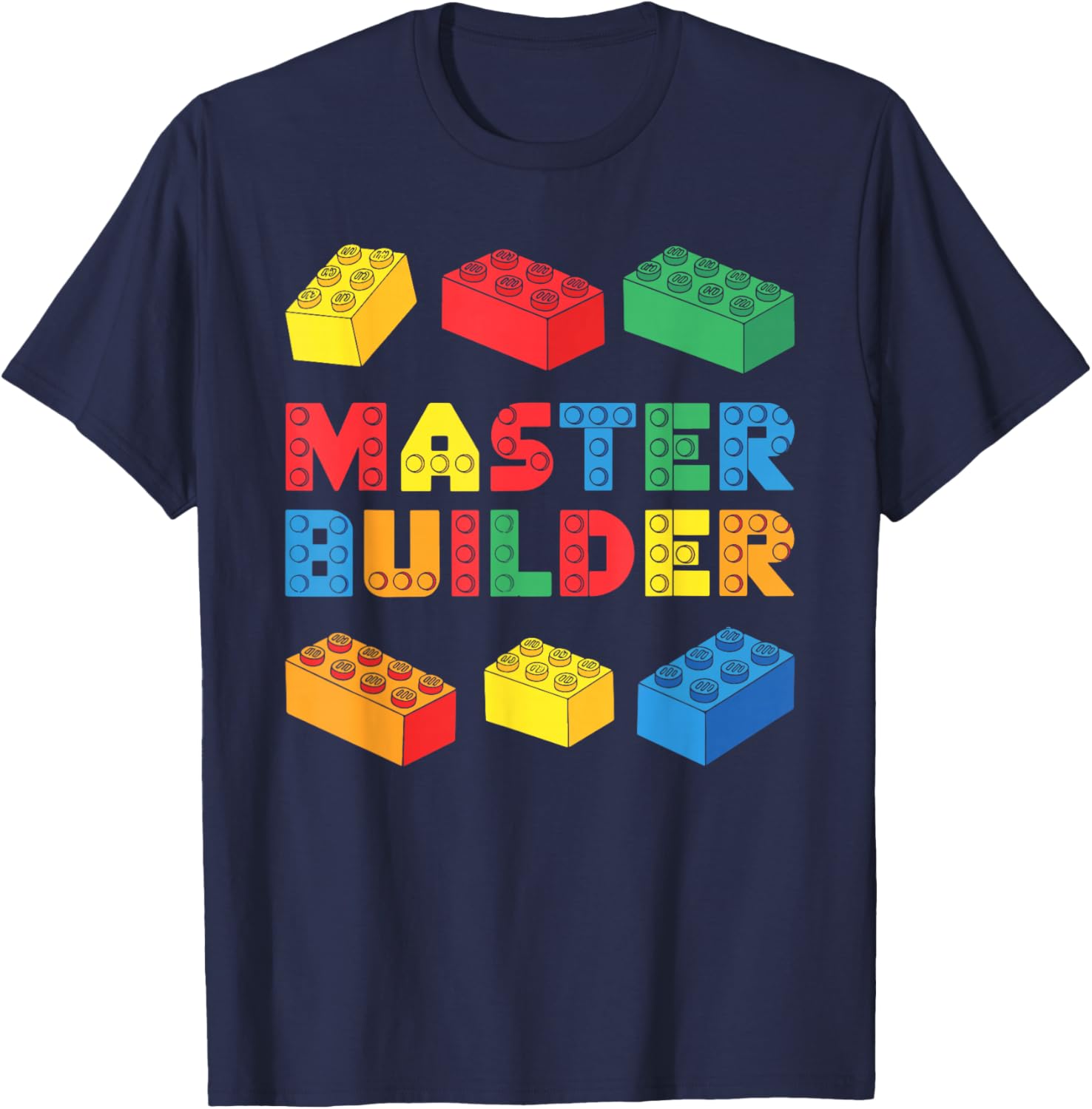 Master Builder T-Shirt for Kids and Adults with Fun Brick Design - 18