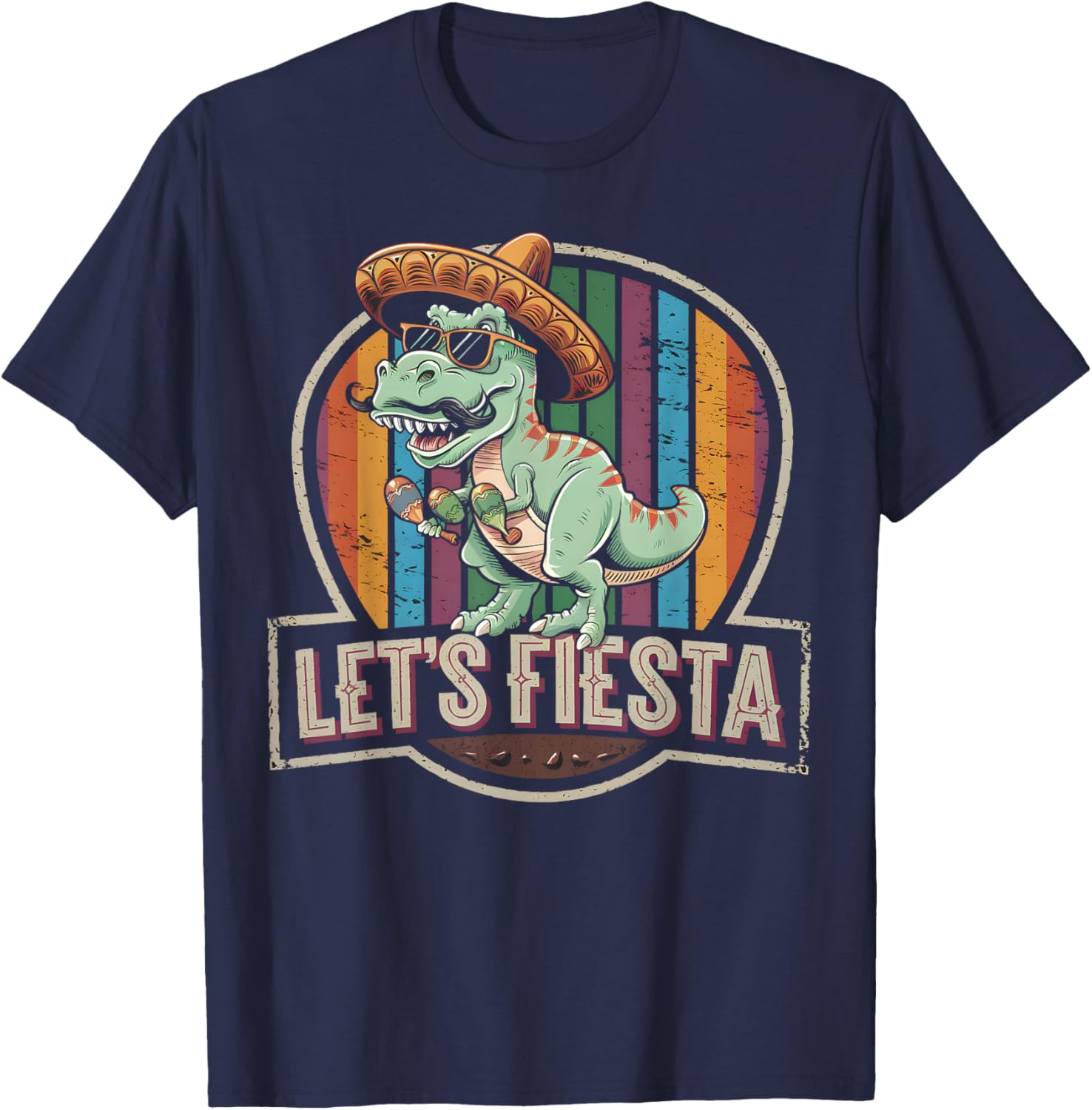 Cute Let's Fiesta Mexican Dino Trex T-Shirt for Toddler Boys - 7