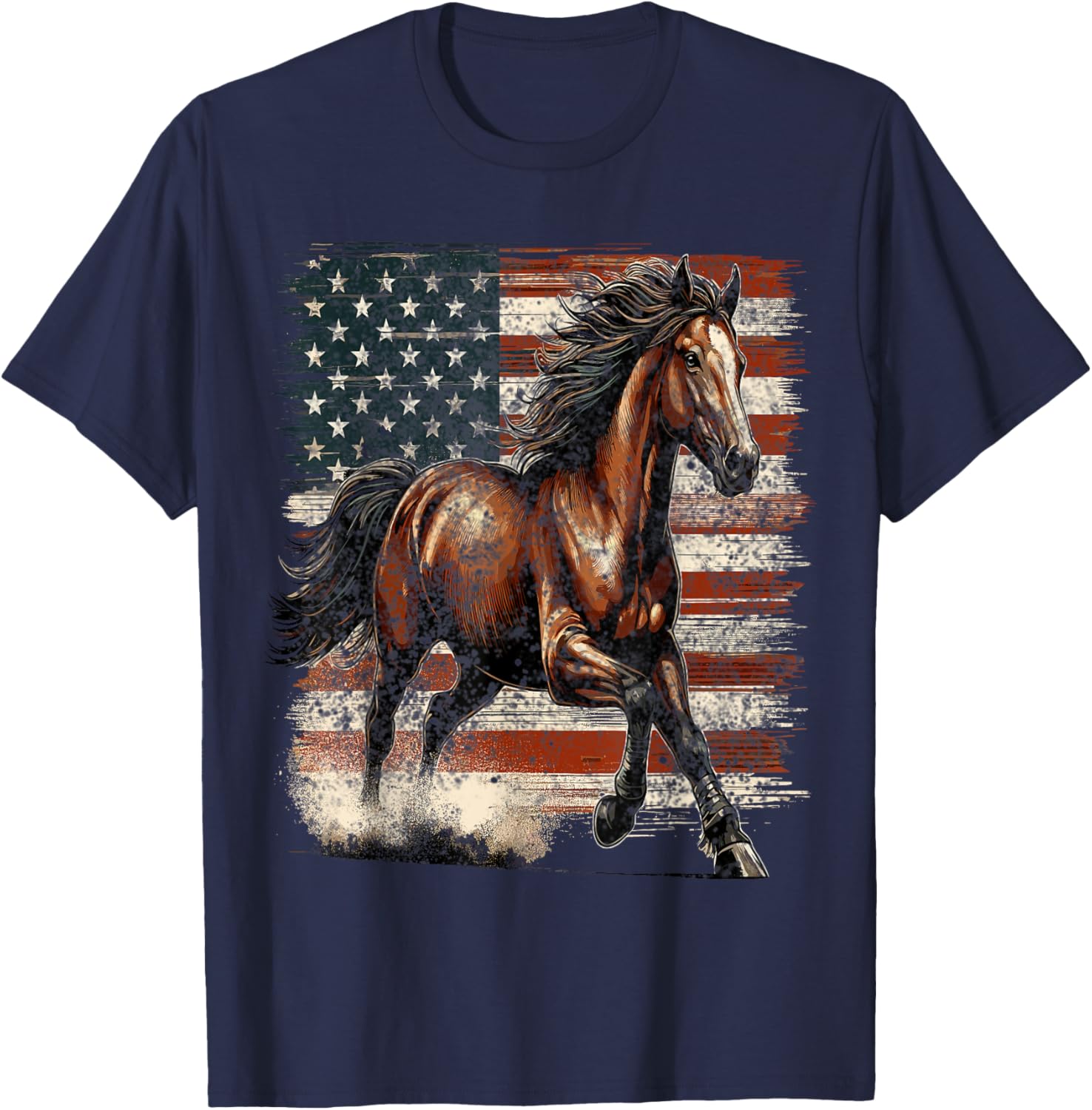 Patriotic Horse American Flag T-Shirt Perfect for 4th of July Celebrations - 7