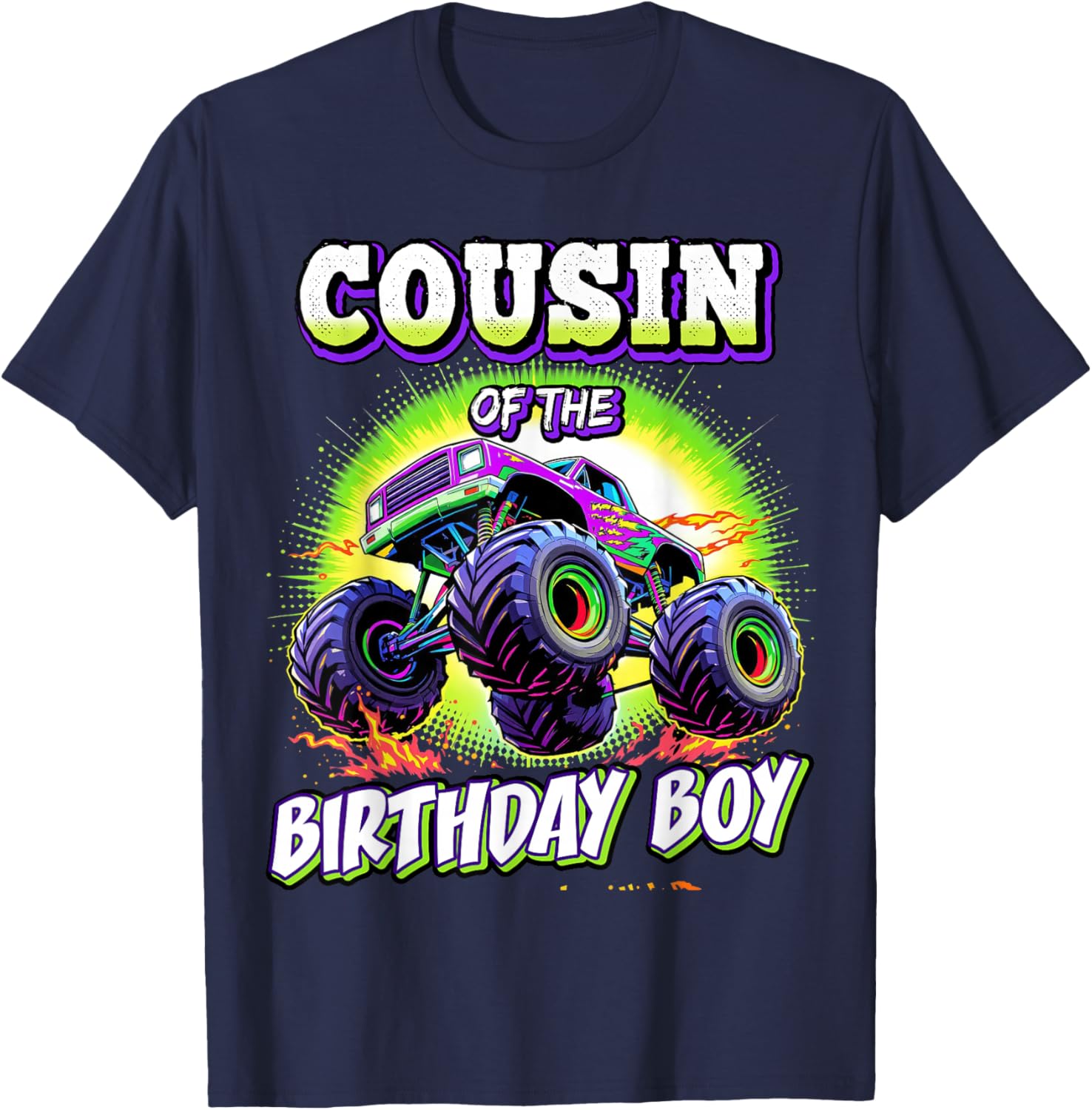 Cousin of the Birthday Boy Monster Truck T-Shirt for Fun Party Celebrations - 3