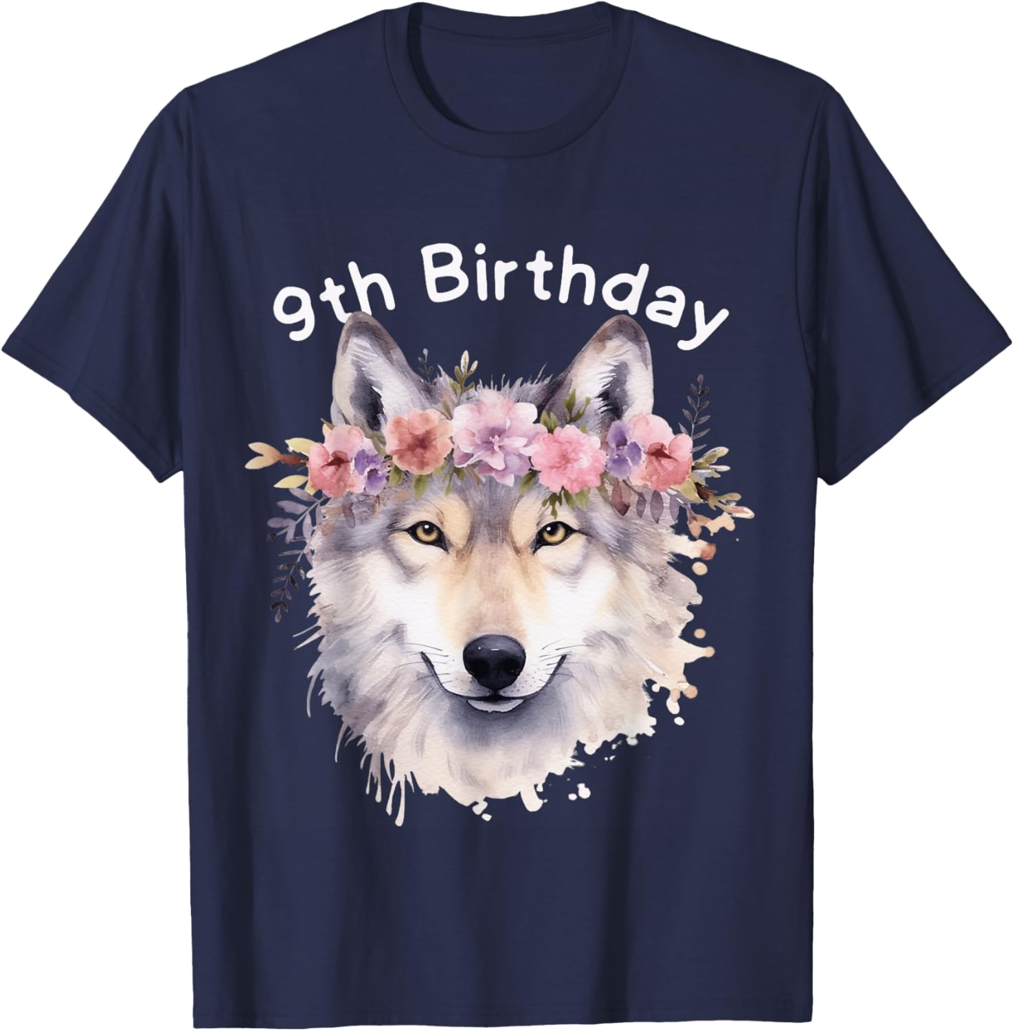 9th Birthday Wolf Pack T-Shirt for Girls - Cute Wolves Party Tee - 6