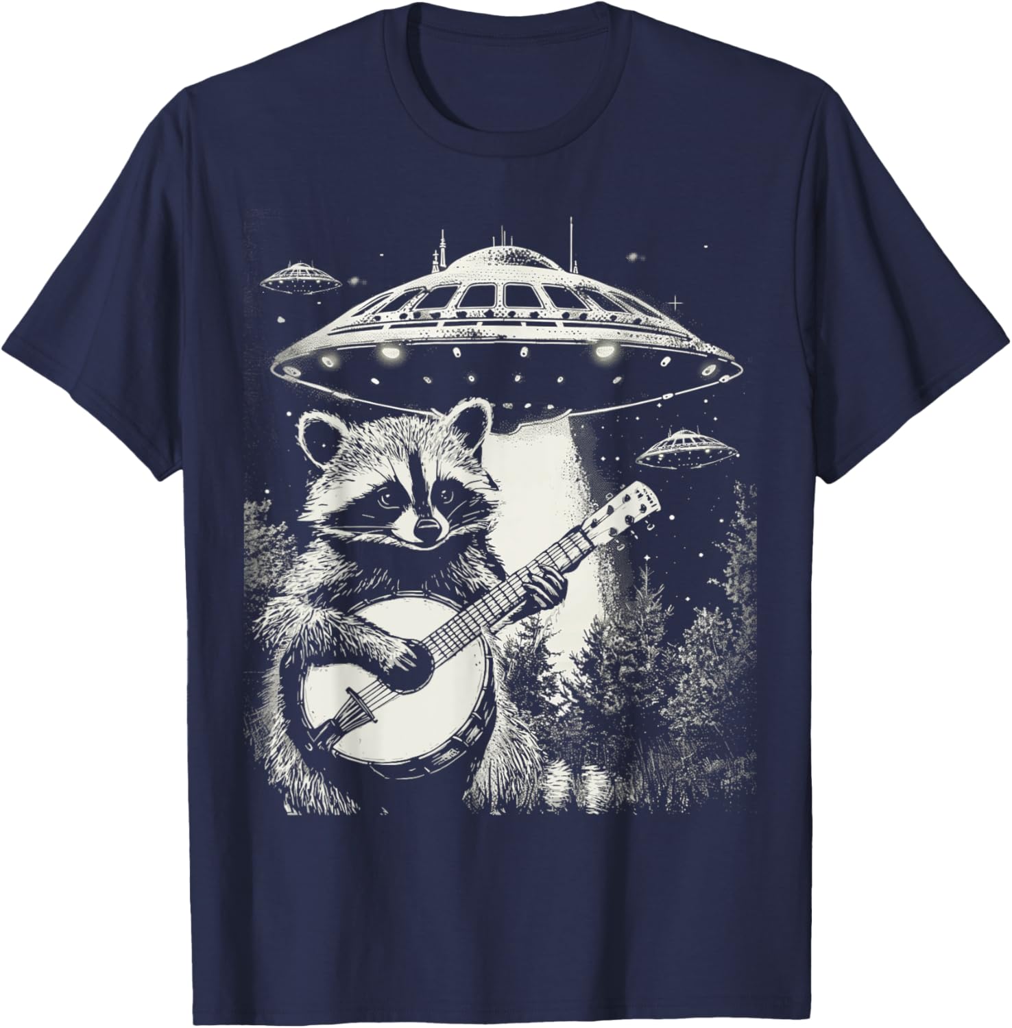 Funny Vintage Raccoon Banjo Alien T-Shirt for Unique Style Lovers - 11